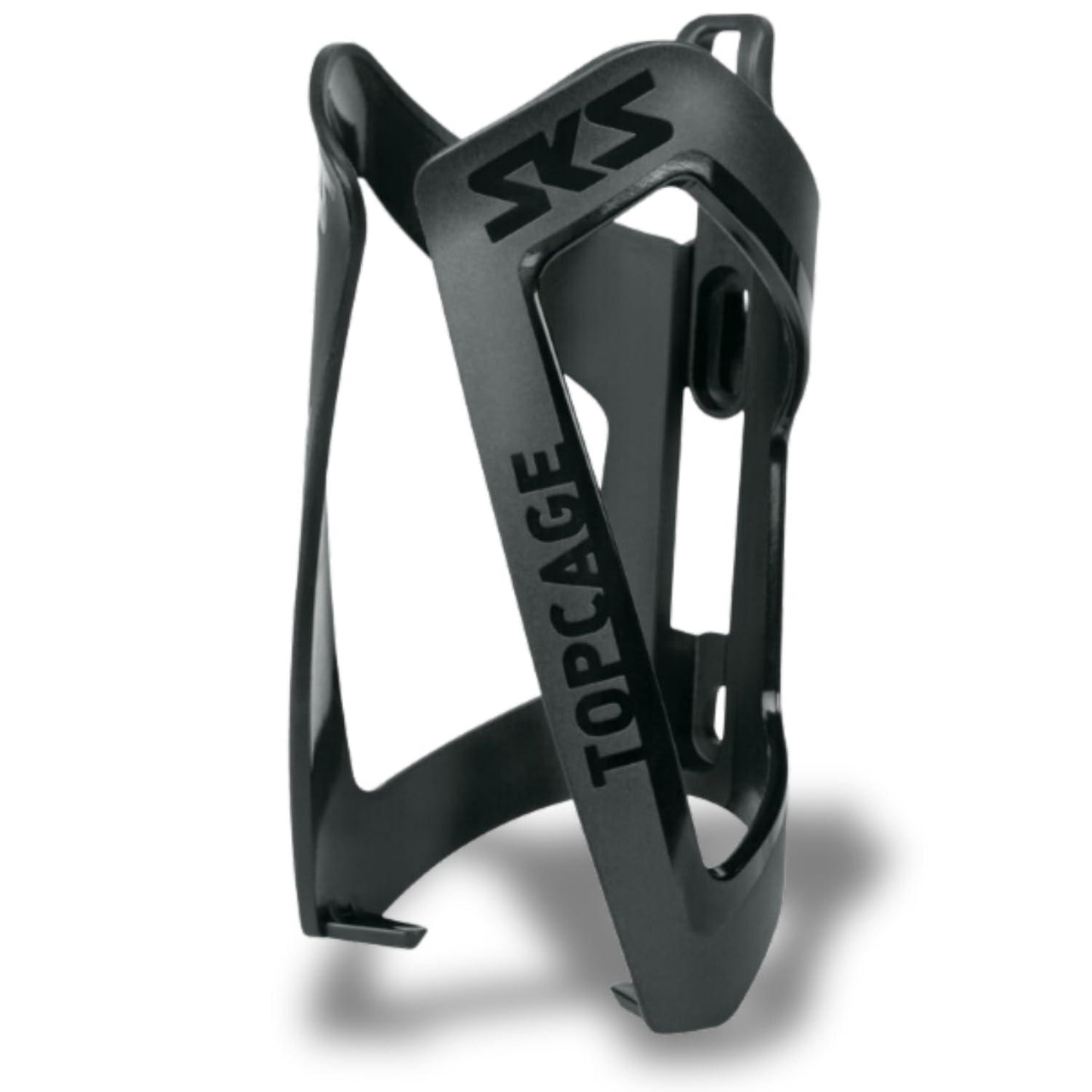 SKS GERMANY TOPCAGE BLACK Flaschenhalter für Fahrräder (Fahrradzubehör aus hochfestem & leichtem Kunststoff, verstellbarer Anschlag, variable Fanghaken für sichere Arretierung), schwarz Alcovic