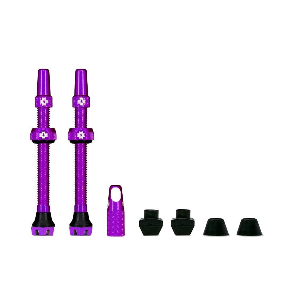 Muc-Off Graue Presta Tubeless Ventile, 44 mm - Hochwertige Anti-Leck Fahrradventile mit integriertem Werkzeug zum Entfernen des Ventilkerns Alcovic