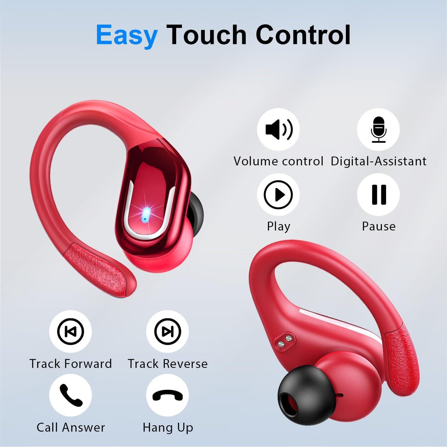 Bluetooth Kopfhörer Sport, 75Std Kopfhörer Kabellos Bluetooth 5.4, HiFi Stereo Tiefer Bass Wireless Earbud, 4 ENC Noise Cancelling Mic, IP7 Wasserdicht in Ear Ohrhörer mit Ohrhaken, USB-C LED-Anzeige Alcovic