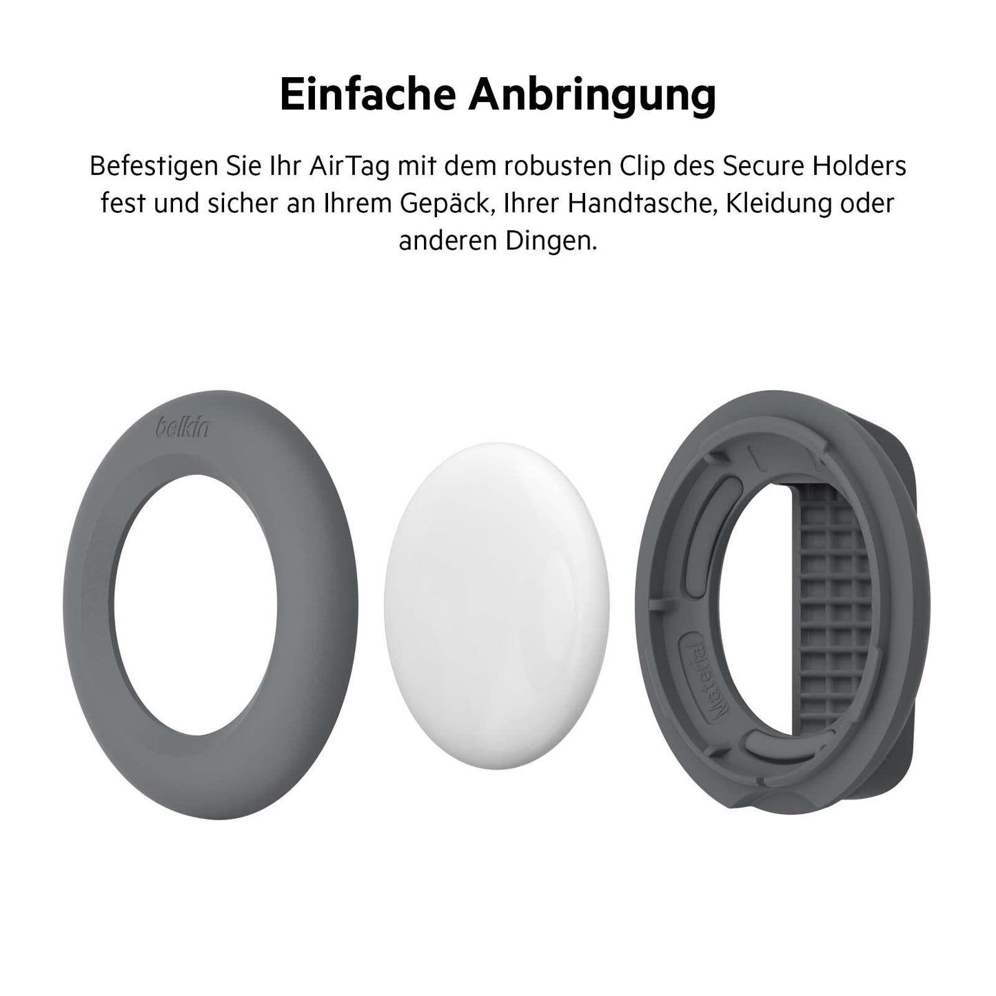 Belkin AirTag Hülle mit Schlaufe (Secure Holder Schutzhülle für Air Tag, Accessoire mit Kratzschutz) – Schwarz Alcovic