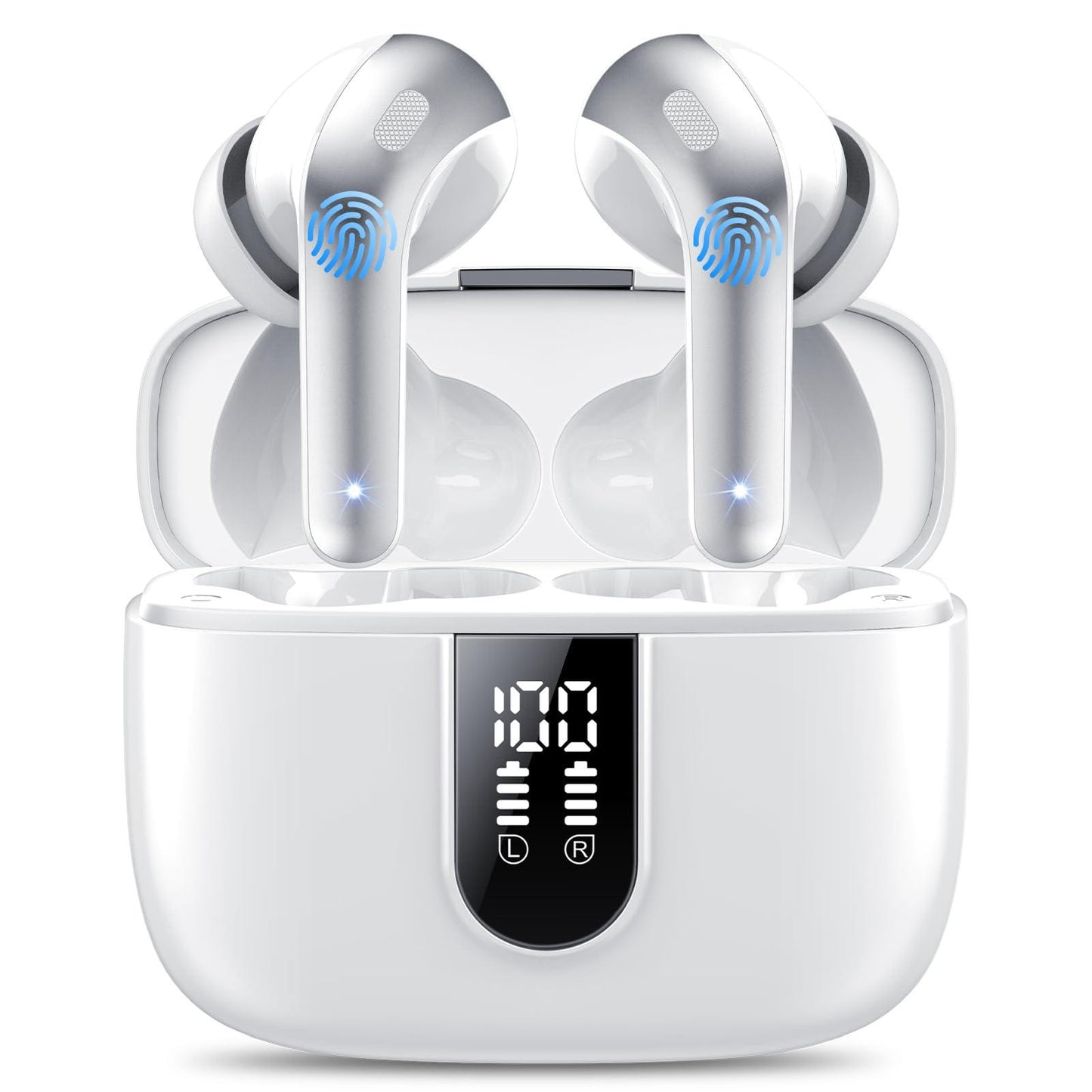 Bluetooth Kopfhörer, In Ear Kopfhörer Kabellos Bluetooth 5.3 mit 50H Tiefer Bass, 2024 Neue Kabellose Kopfhörer Noise Cancelling Earbuds mit 4 ENC Mic, IPX7 Wasserdicht Ohrhörer, USB-C Alcovic