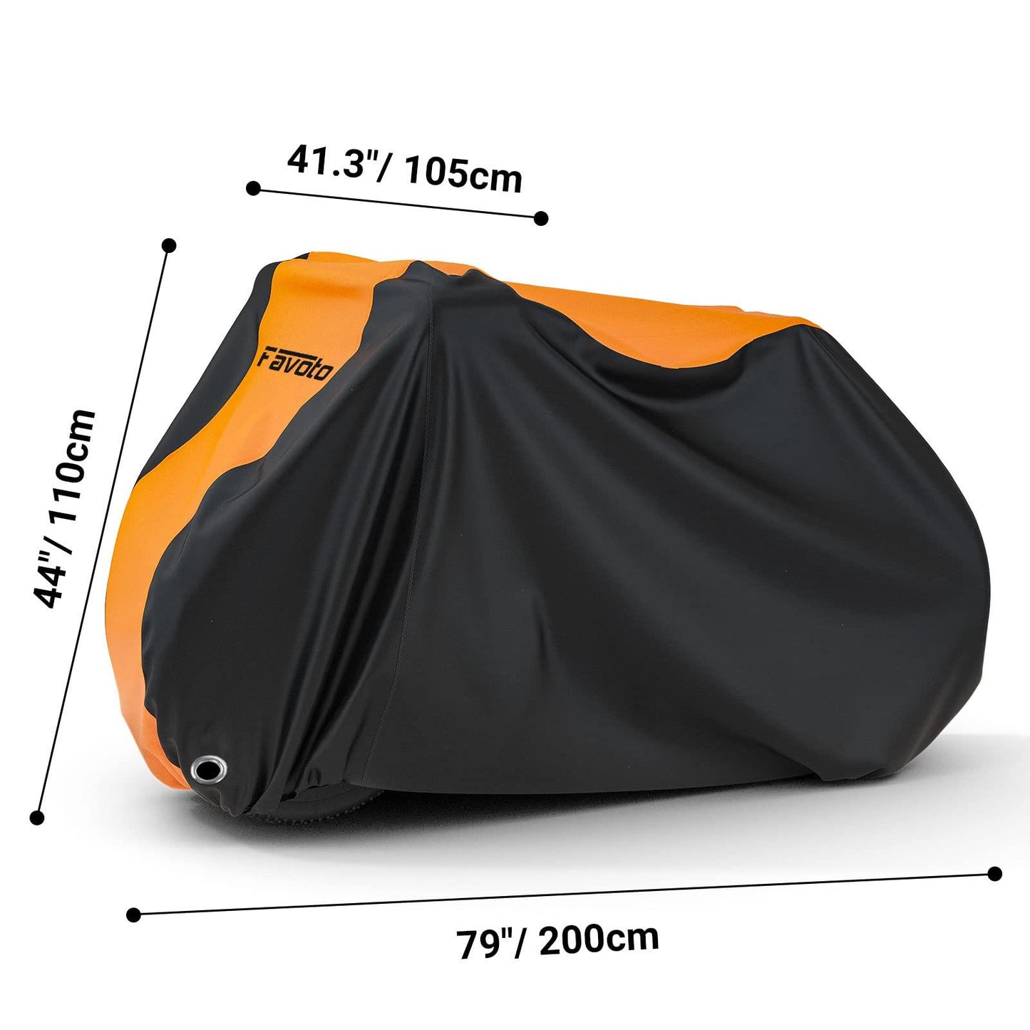 Favoto Fahrradabdeckung Wasserdicht Fahrrad Abdeckplane für 2-3 Fahrräder 210D Oxford-Gewebe Fahrradgarage Plane Fahrrad Schutzhülle Abdeckhaube mit Beutel 200 x 105x 110CM (Orange-Schwarz) Alcovic