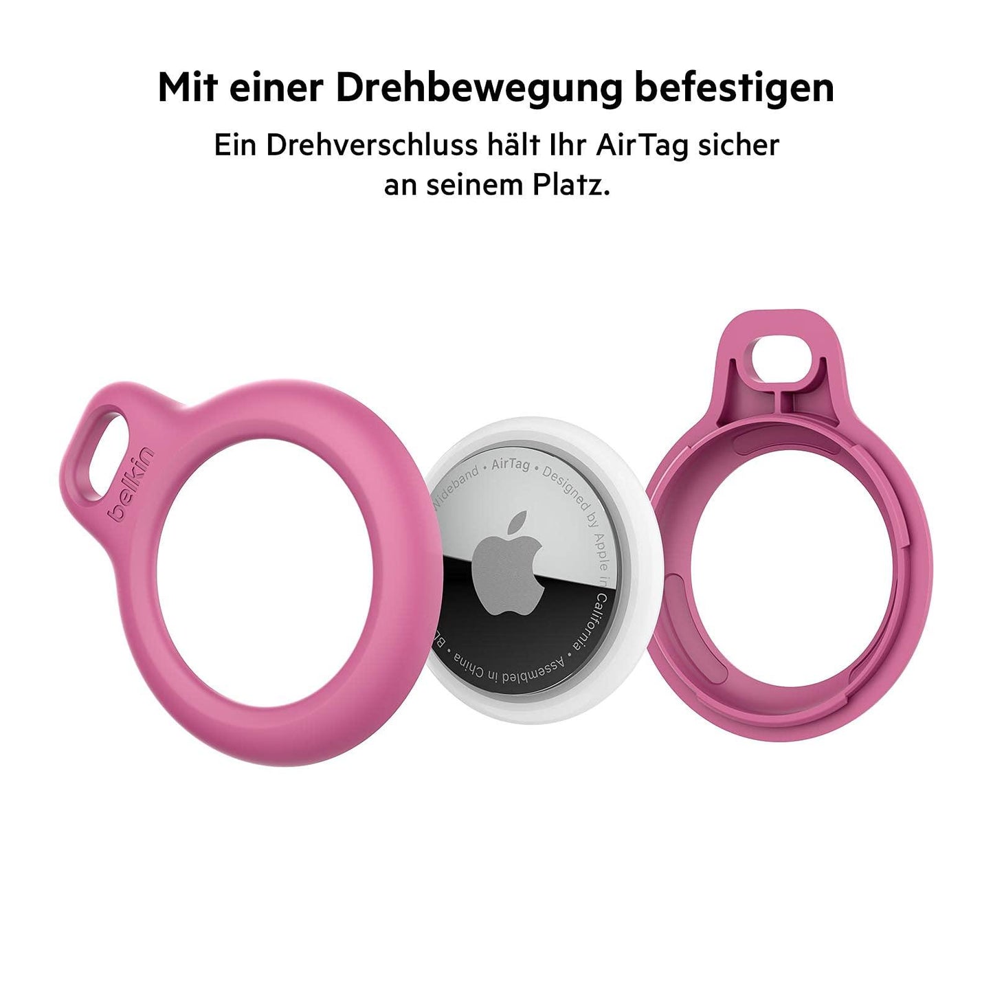 Belkin AirTag Hülle mit Schlaufe (Secure Holder Schutzhülle für Air Tag, Accessoire mit Kratzschutz) – Schwarz Alcovic