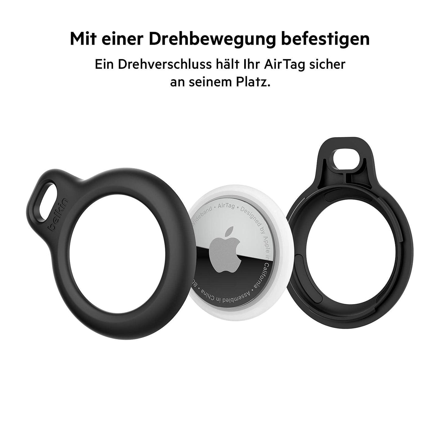 Belkin AirTag Hülle mit Schlaufe (Secure Holder Schutzhülle für Air Tag, Accessoire mit Kratzschutz) – Schwarz Alcovic