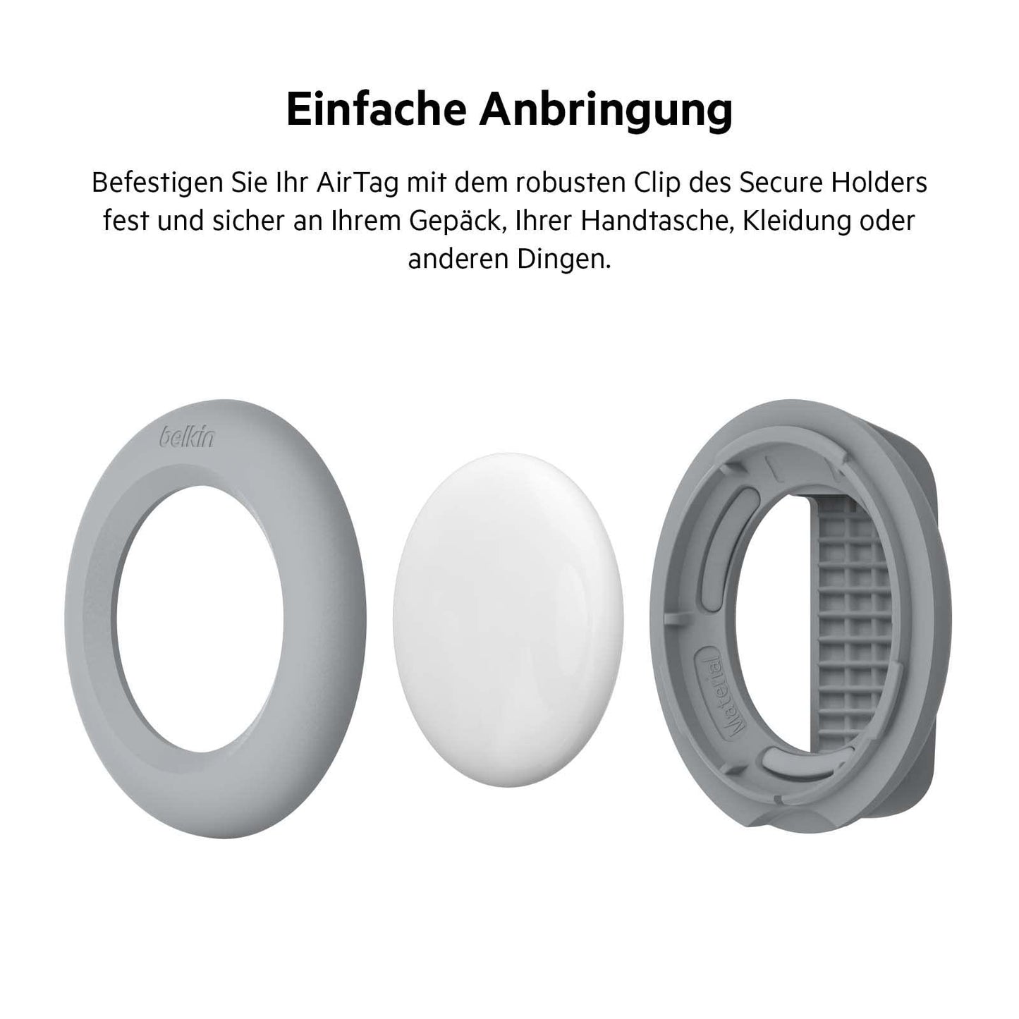 Belkin AirTag Hülle mit Schlaufe (Secure Holder Schutzhülle für Air Tag, Accessoire mit Kratzschutz) – Schwarz Alcovic