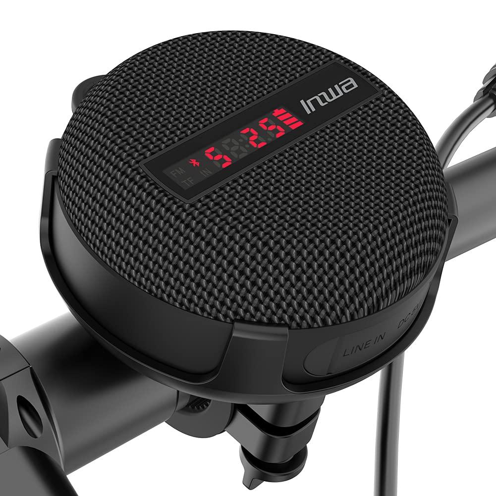 Inwa Bluetooth Fahrrad Lautsprecher Tragbarer, 5w8H IPX7 Ausgestattet Fahrradständer, Karabinerhaken, Eingebautes Mikrofon, TF-Kartenmodus, 480 Min Spielzeit(Geschwindigkeitsanzeige) Alcovic