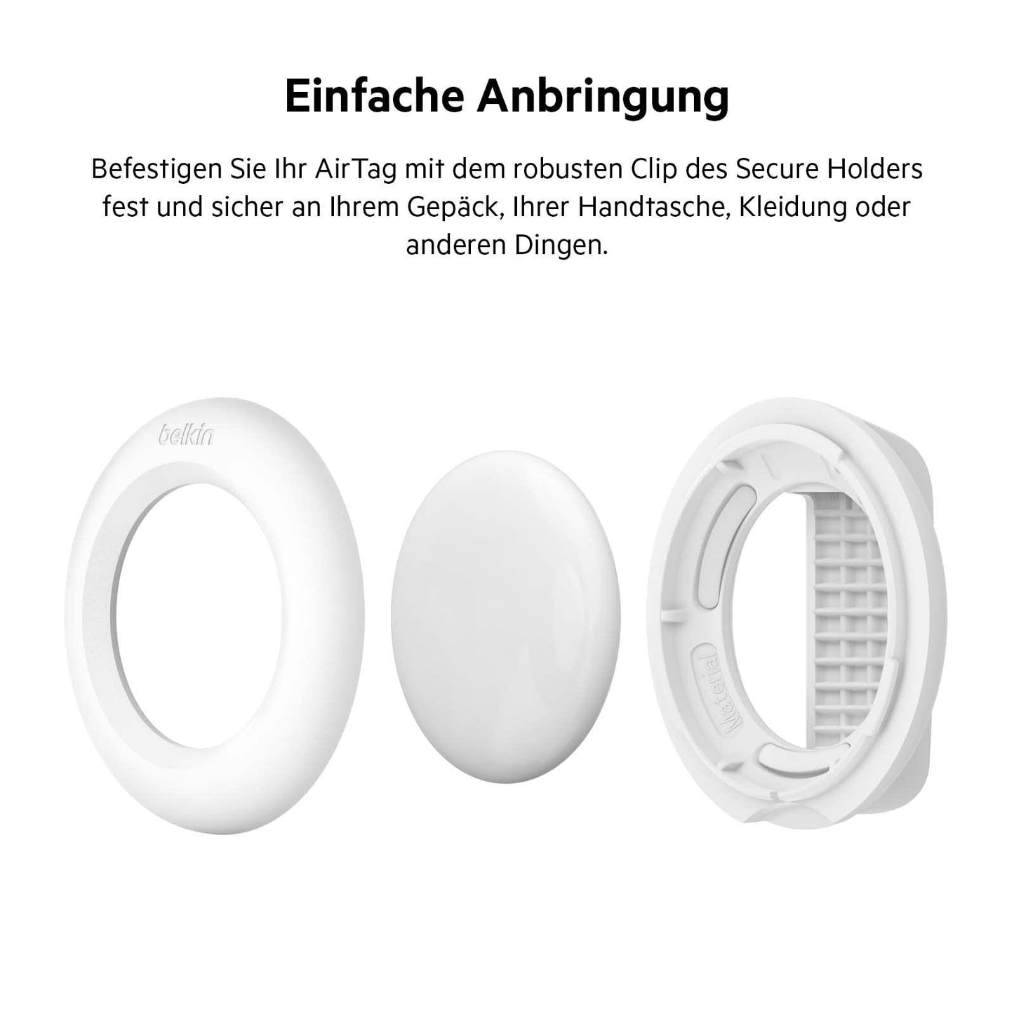 Belkin AirTag Hülle mit Schlaufe (Secure Holder Schutzhülle für Air Tag, Accessoire mit Kratzschutz) – Schwarz Alcovic