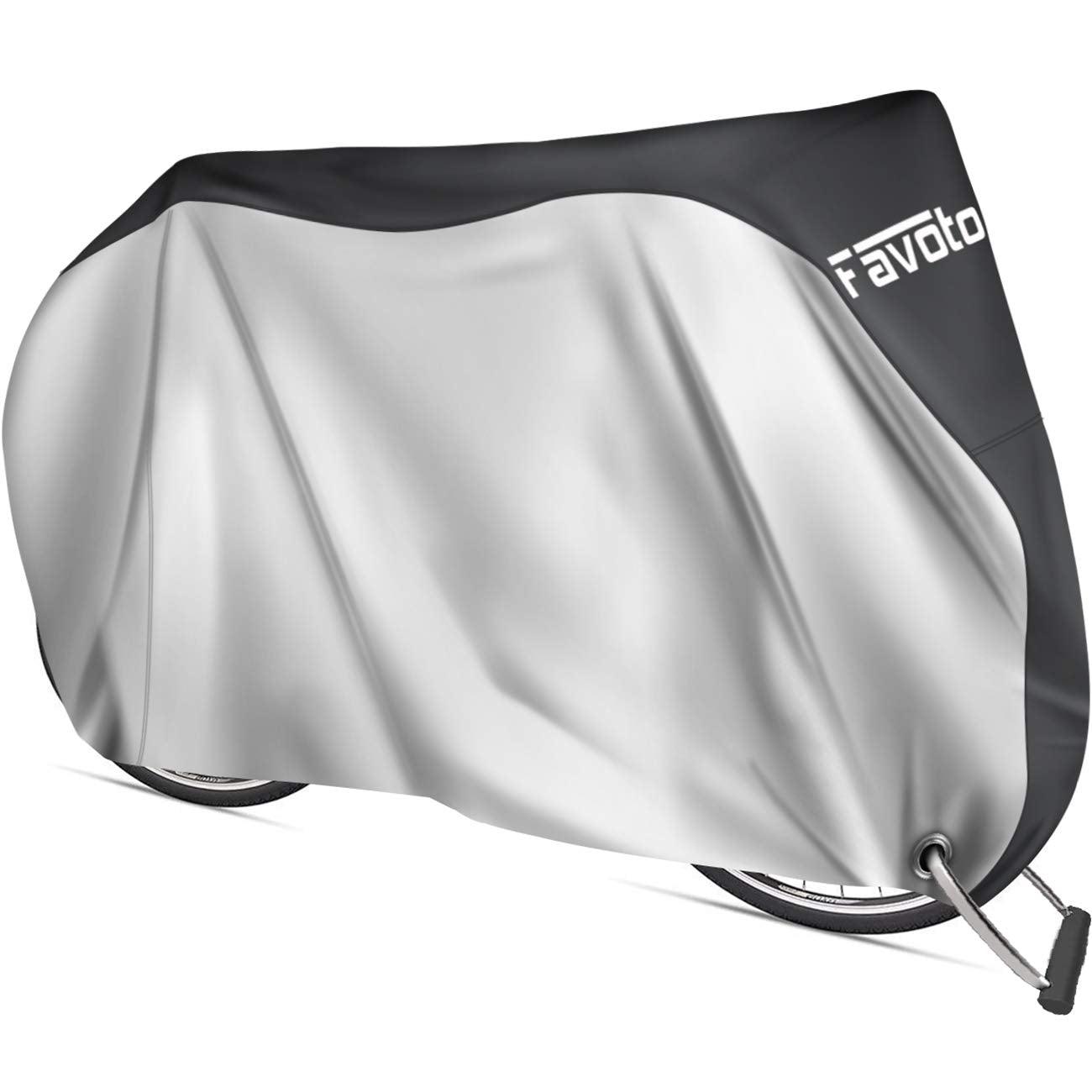 Favoto Fahrradabdeckung Wasserdicht Fahrrad Abdeckplane für 2-3 Fahrräder 210D Oxford-Gewebe Fahrradgarage Plane Fahrrad Schutzhülle Abdeckhaube mit Beutel 200 x 105x 110CM (Orange-Schwarz) Alcovic