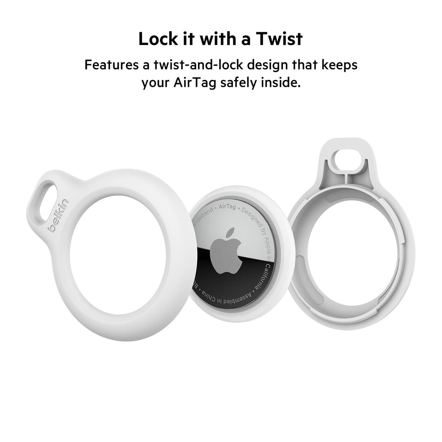Belkin AirTag Hülle mit Schlaufe (Secure Holder Schutzhülle für Air Tag, Accessoire mit Kratzschutz) – Schwarz Alcovic