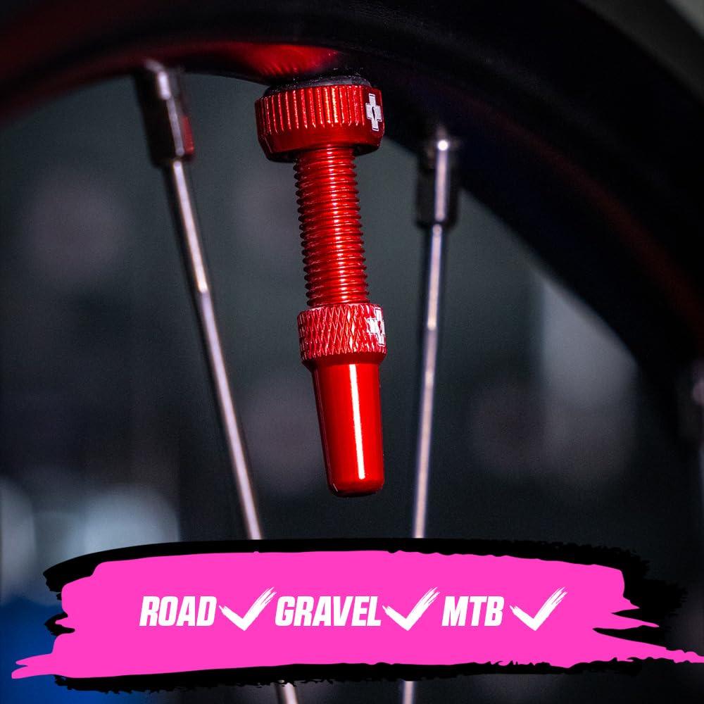 Muc-Off Graue Presta Tubeless Ventile, 44 mm - Hochwertige Anti-Leck Fahrradventile mit integriertem Werkzeug zum Entfernen des Ventilkerns Alcovic