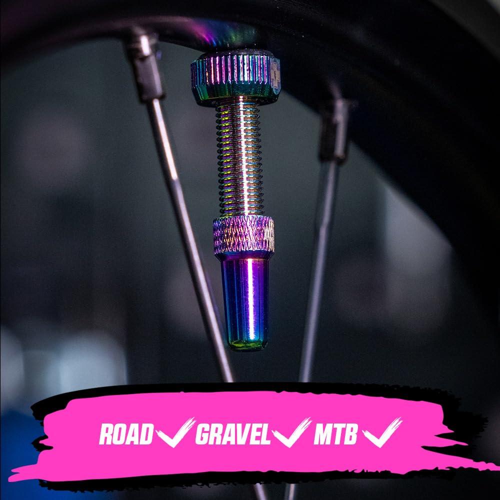 Muc-Off Graue Presta Tubeless Ventile, 44 mm - Hochwertige Anti-Leck Fahrradventile mit integriertem Werkzeug zum Entfernen des Ventilkerns Alcovic