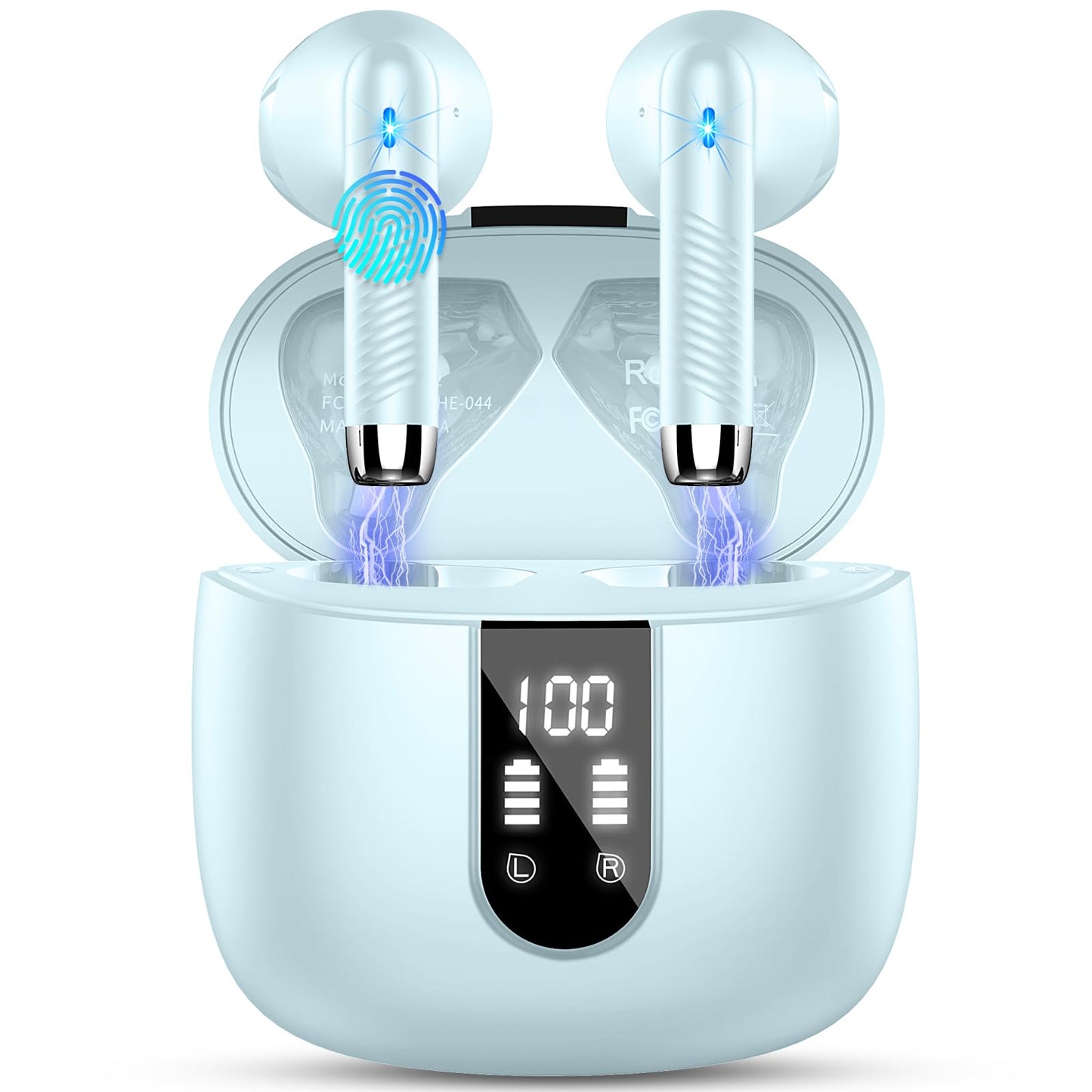 Bluetooth In-Ear Kopfhörer – Kabellos, Bluetooth 5.4, 48 h, 4 ENC Mics, Tiefer Bass, IPX7, USB-C, LED-Anzeige