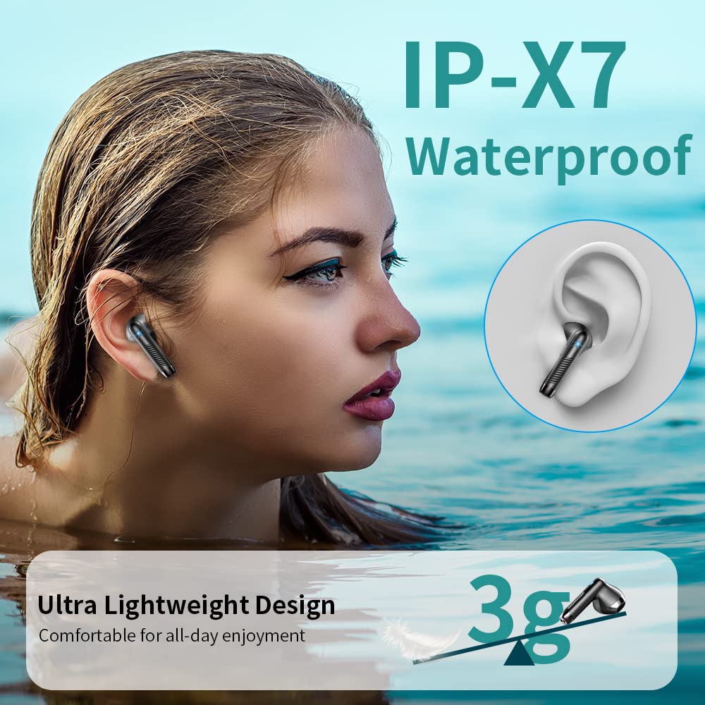 Bluetooth In-Ear Kopfhörer – Kabellos, Bluetooth 5.4, 48 h, 4 ENC Mics, Tiefer Bass, IPX7, USB-C, LED-Anzeige