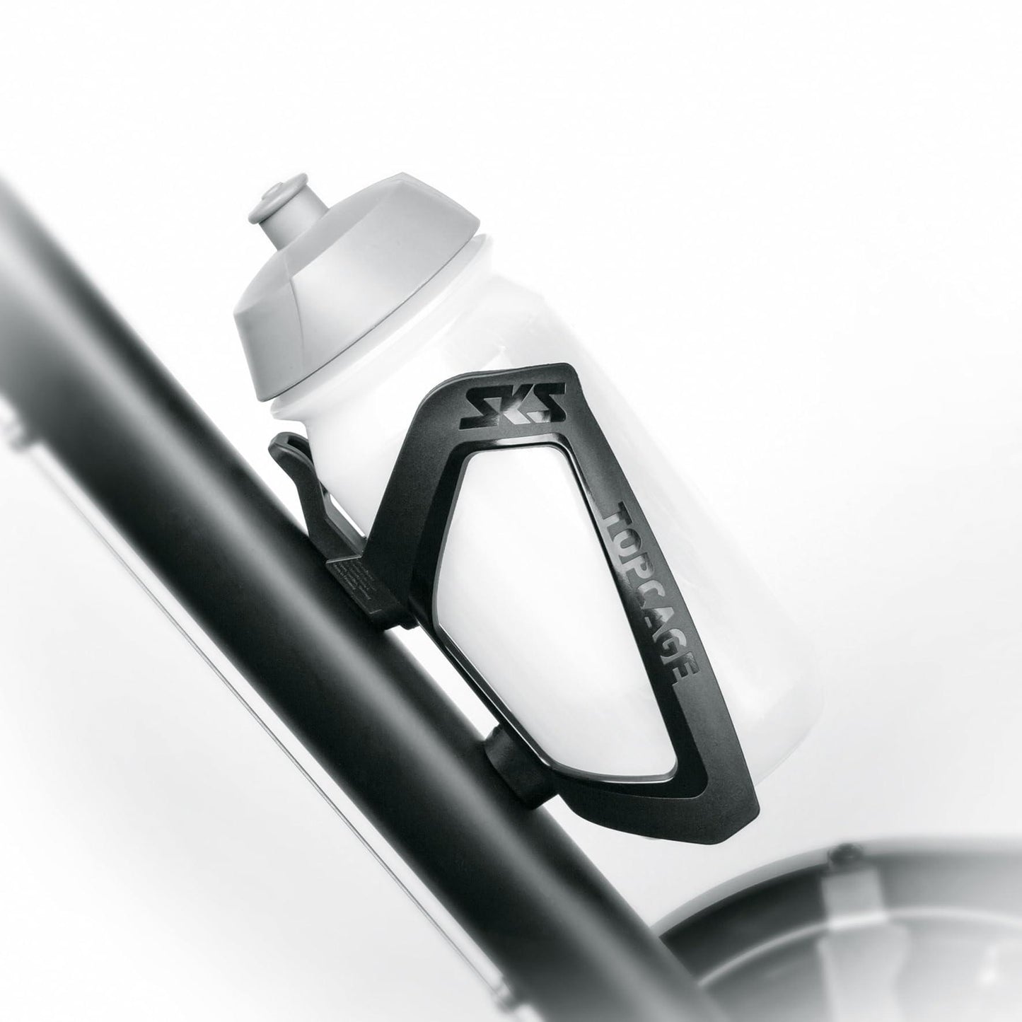 SKS GERMANY TOPCAGE BLACK Flaschenhalter für Fahrräder (Fahrradzubehör aus hochfestem & leichtem Kunststoff, verstellbarer Anschlag, variable Fanghaken für sichere Arretierung), schwarz Alcovic