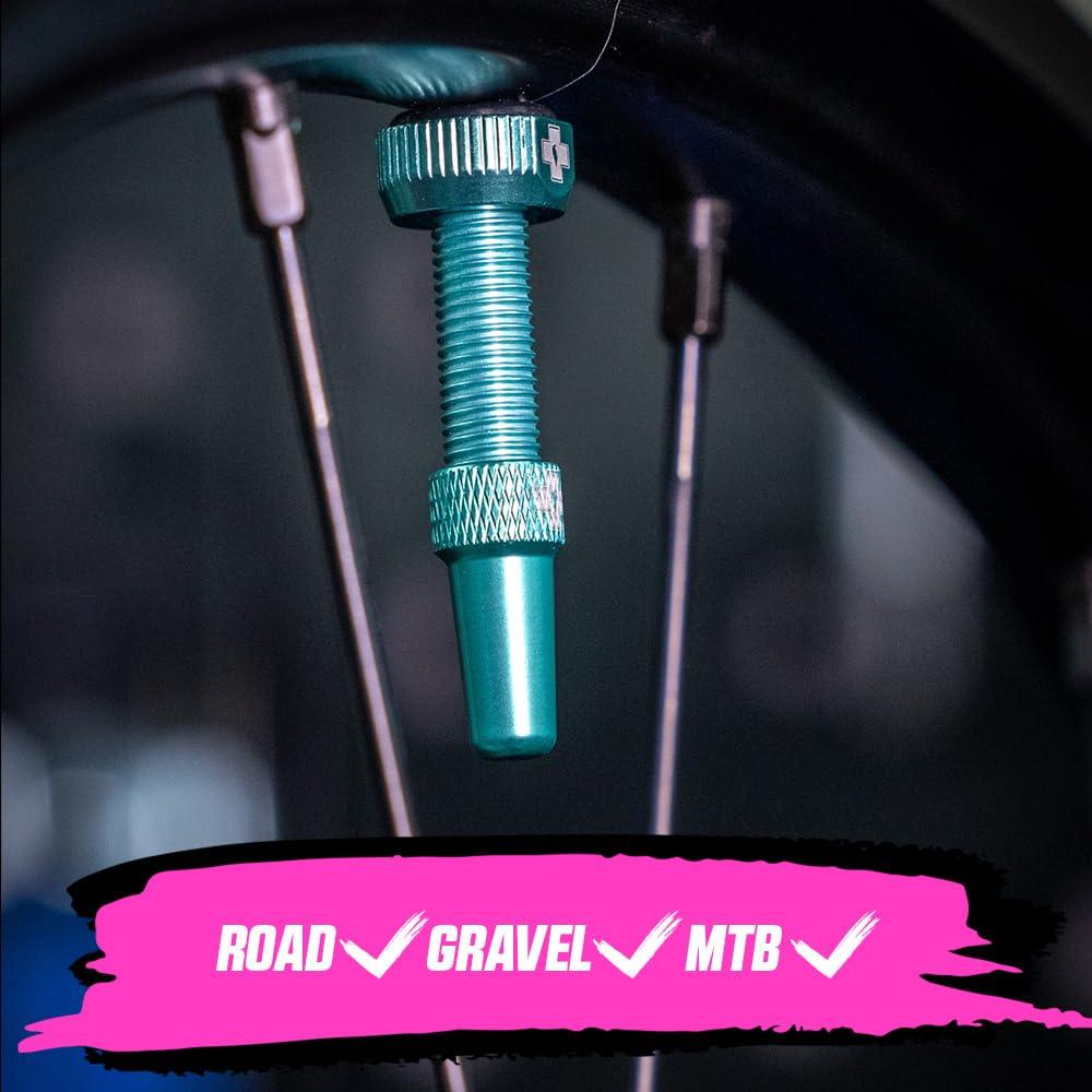 Muc-Off Graue Presta Tubeless Ventile, 44 mm - Hochwertige Anti-Leck Fahrradventile mit integriertem Werkzeug zum Entfernen des Ventilkerns Alcovic