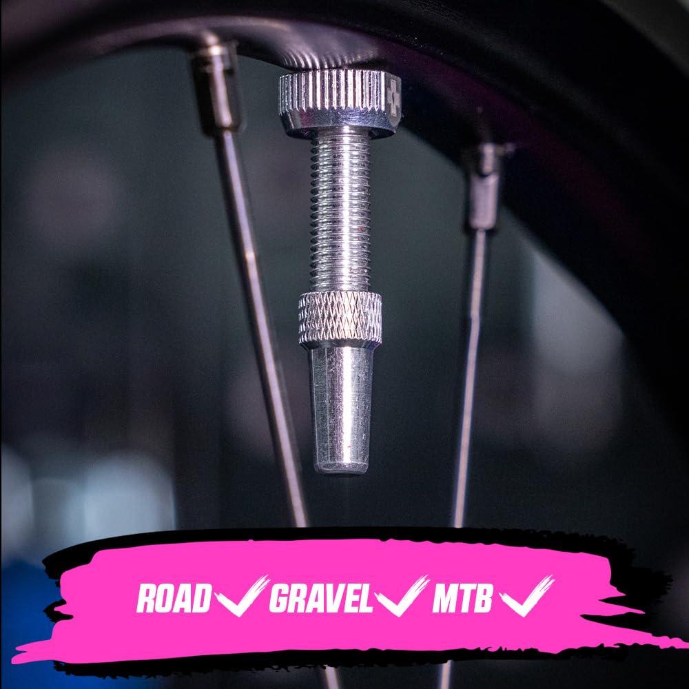 Muc-Off Graue Presta Tubeless Ventile, 44 mm - Hochwertige Anti-Leck Fahrradventile mit integriertem Werkzeug zum Entfernen des Ventilkerns Alcovic