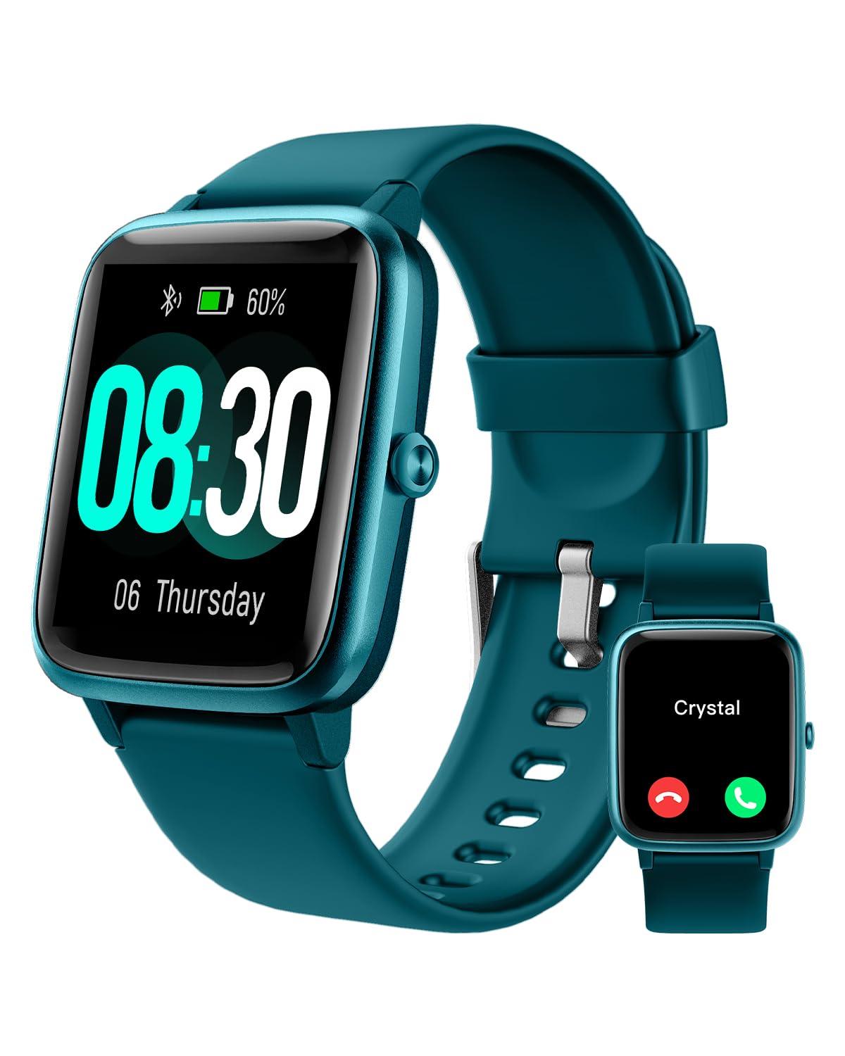 GRV Smartwatch für Damen Herren mit Telefonfunktion,Fitnessuhr mit Herzfrequenzmessung,SpO2,Schrittzähler,Schlafmonitor,Multi Trainingsmodi für iOS Android Handy Alcovic