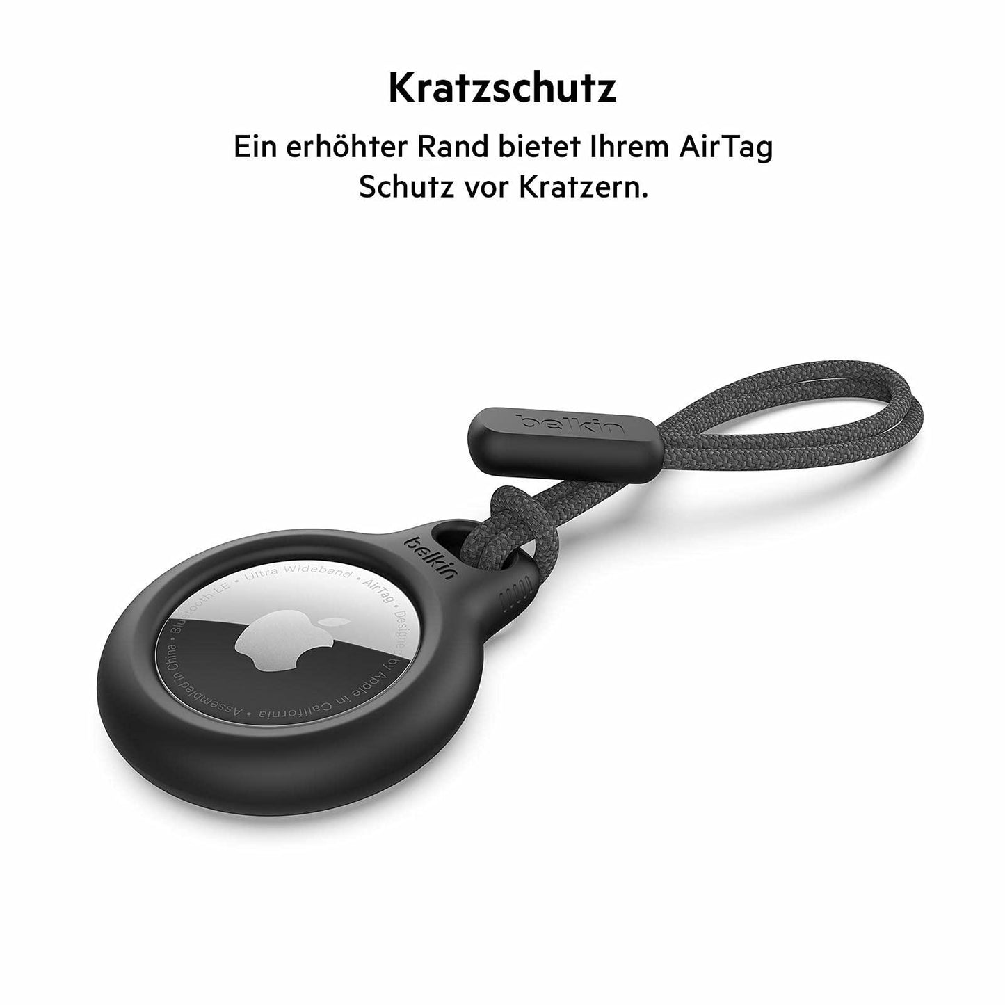 Belkin AirTag Hülle mit Schlaufe (Secure Holder Schutzhülle für Air Tag, Accessoire mit Kratzschutz) – Schwarz Alcovic