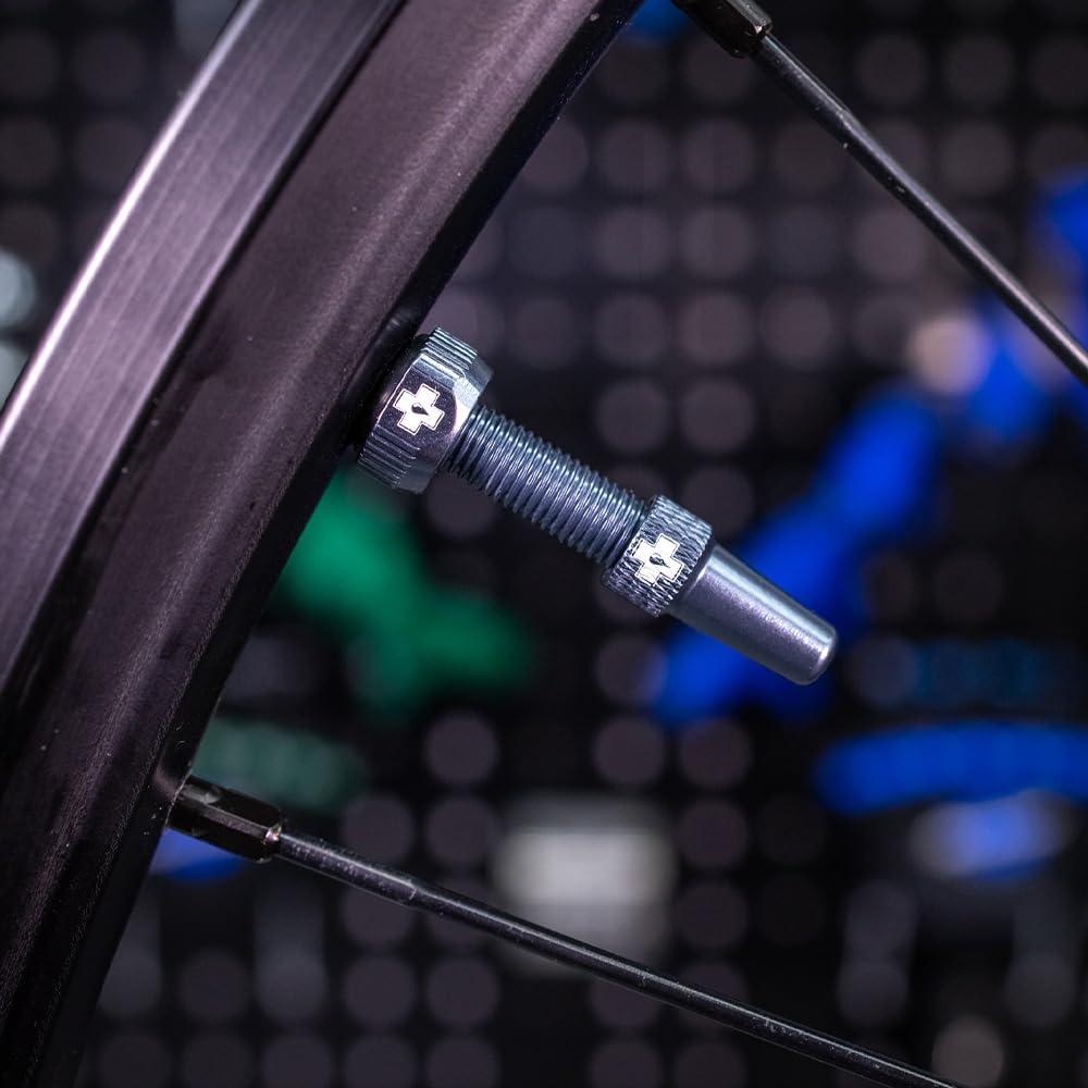Muc-Off Graue Presta Tubeless Ventile, 44 mm - Hochwertige Anti-Leck Fahrradventile mit integriertem Werkzeug zum Entfernen des Ventilkerns Alcovic