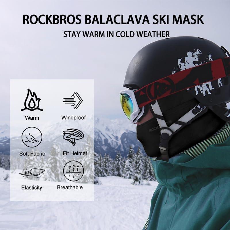 ROCKBROS Sturmhaube Herbst Winter Balaclava für Outdoorsports Radfahren, Snowboarden, Skifahren, Motorrad Fahren Winddicht Warm Gesichtshaube Einheitsgröße Herren/Damen Alcovic