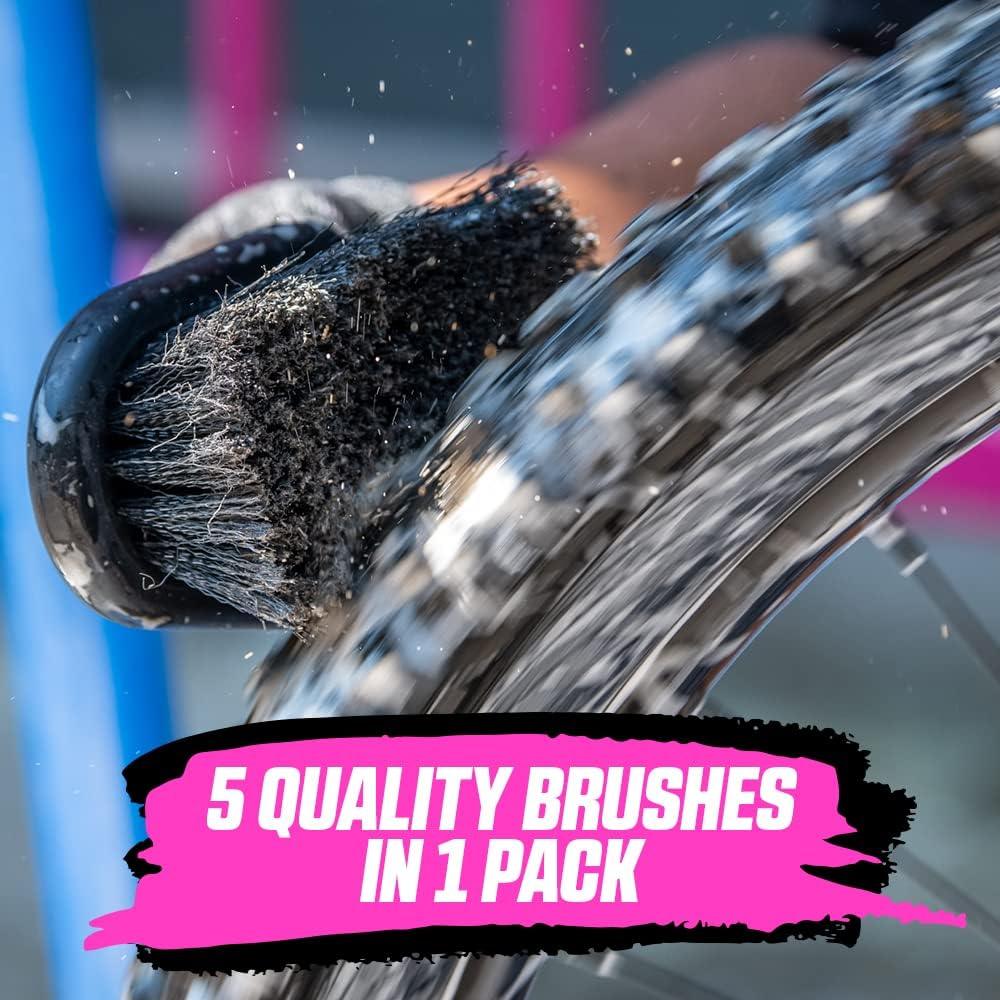Muc-Off Premium Bürstenset - 5 Reinigungsbürsten für Fahrrad und Mountainbike mit Langlebigen Nylon Borsten und Ergonomischen Gummigriffen für Sanfteren Kontakt mit Material – Fahrrad Reinigungsset Alcovic