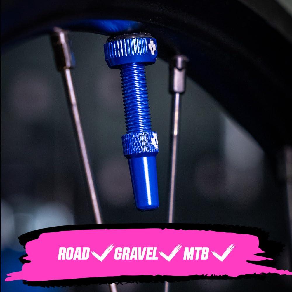 Muc-Off Graue Presta Tubeless Ventile, 44 mm - Hochwertige Anti-Leck Fahrradventile mit integriertem Werkzeug zum Entfernen des Ventilkerns Alcovic
