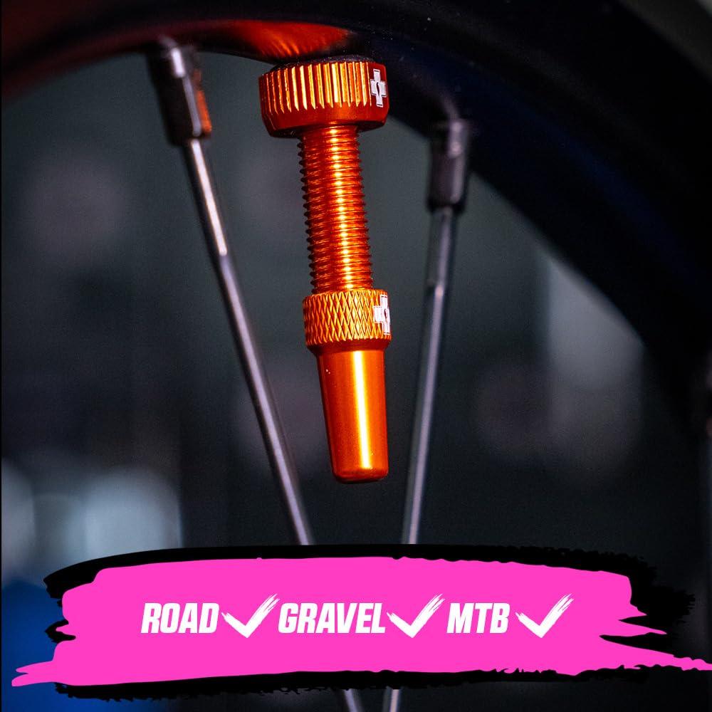 Muc-Off Graue Presta Tubeless Ventile, 44 mm - Hochwertige Anti-Leck Fahrradventile mit integriertem Werkzeug zum Entfernen des Ventilkerns Alcovic