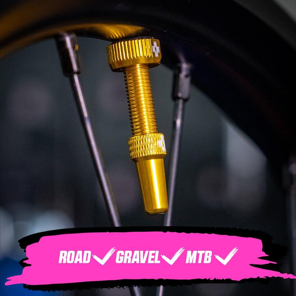Muc-Off Graue Presta Tubeless Ventile, 44 mm - Hochwertige Anti-Leck Fahrradventile mit integriertem Werkzeug zum Entfernen des Ventilkerns Alcovic