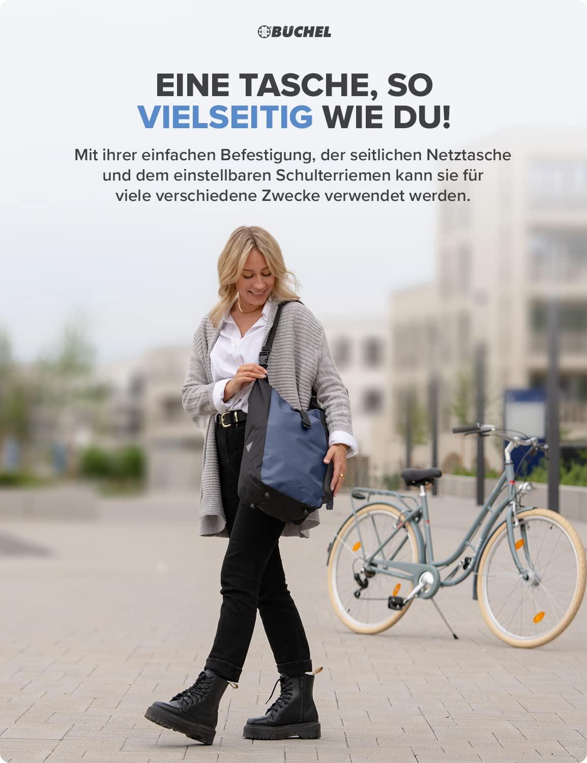 Büchel Fahrradtasche für Gepäckträger I wasserabweisend und bis zu 10kg belastbar I Fahrradtasche Gepäckträger aus Tarpaulin, Gepäckträgertasche, Fahrrad Taschen hinten Alcovic
