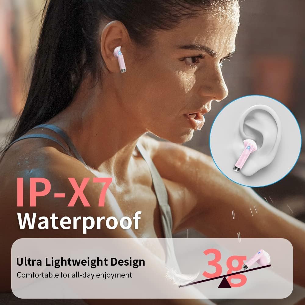 Bluetooth In-Ear Kopfhörer – Kabellos, Bluetooth 5.4, 48 h, 4 ENC Mics, Tiefer Bass, IPX7, USB-C, LED-Anzeige