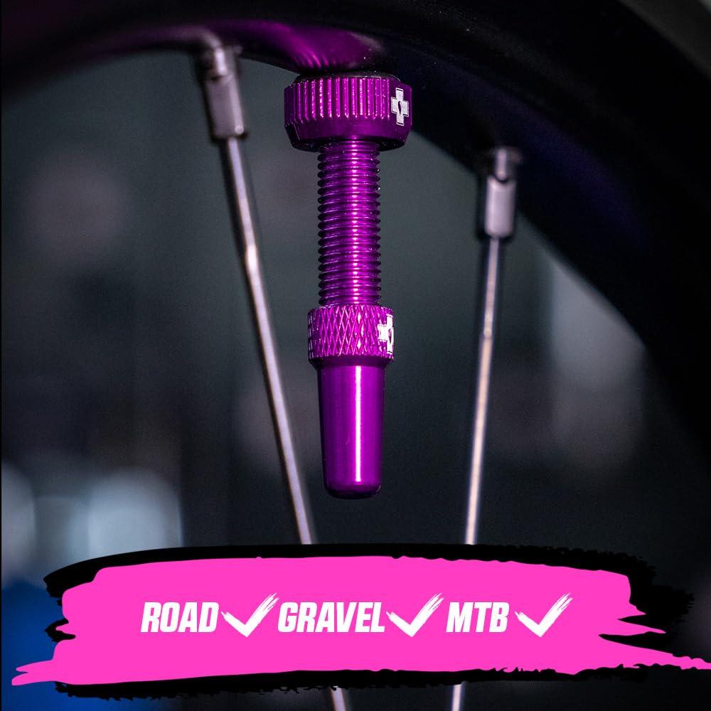 Muc-Off Graue Presta Tubeless Ventile, 44 mm - Hochwertige Anti-Leck Fahrradventile mit integriertem Werkzeug zum Entfernen des Ventilkerns Alcovic