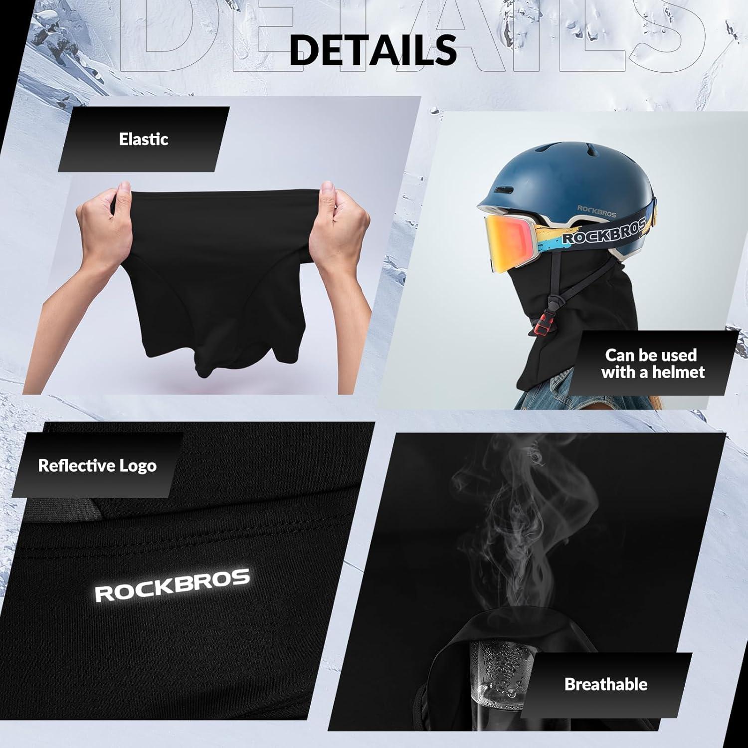 ROCKBROS Sturmhaube Herbst Winter Balaclava für Outdoorsports Radfahren, Snowboarden, Skifahren, Motorrad Fahren Winddicht Warm Gesichtshaube Einheitsgröße Herren/Damen Alcovic