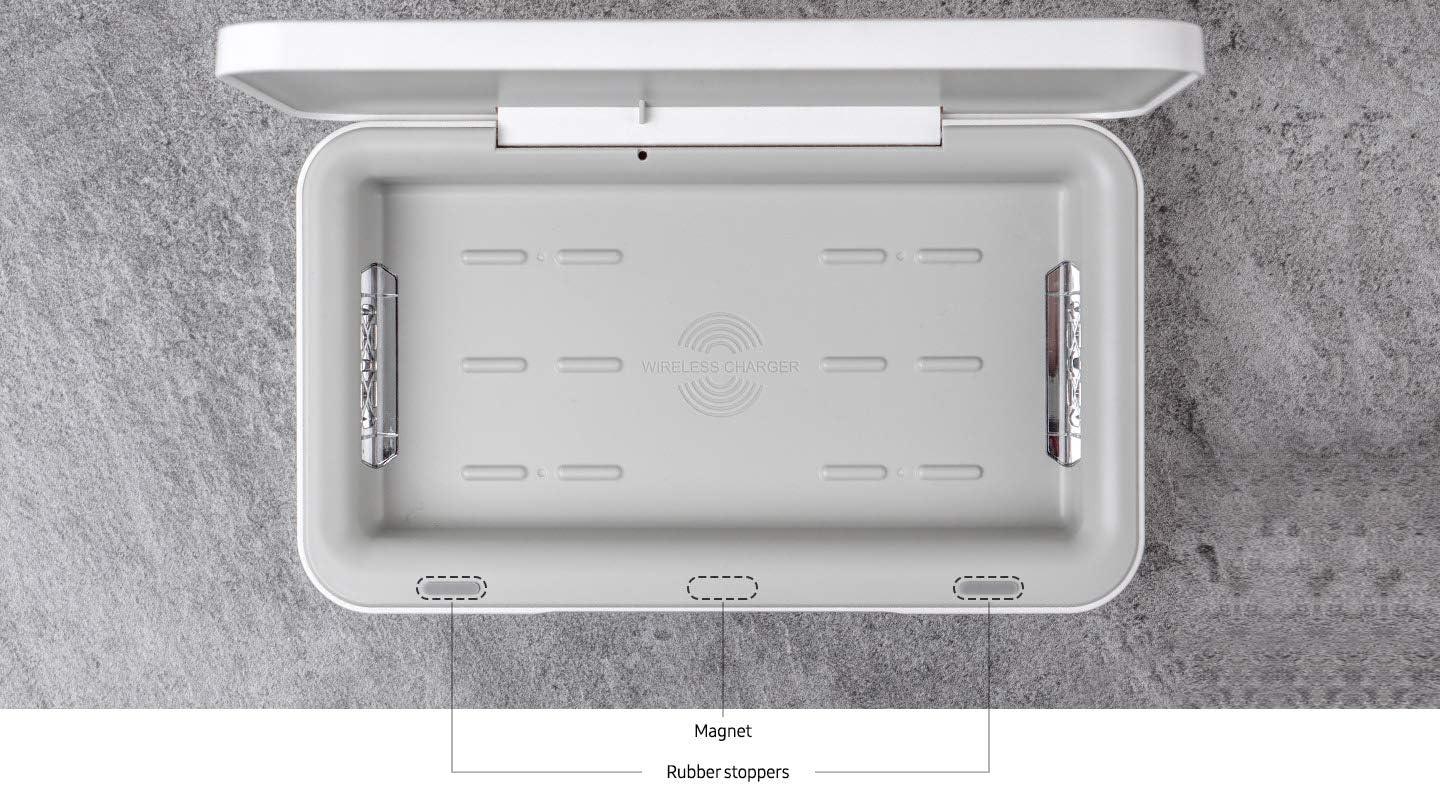 Samsung Electronics UV Anti-Virus Desinfektions-Box & kabelloses Qi-Ladegerät - Handy-Sterilisator und Ladestation (99% UV-Reinigung für Smartphone und kleine Gegenstände) Alcovic