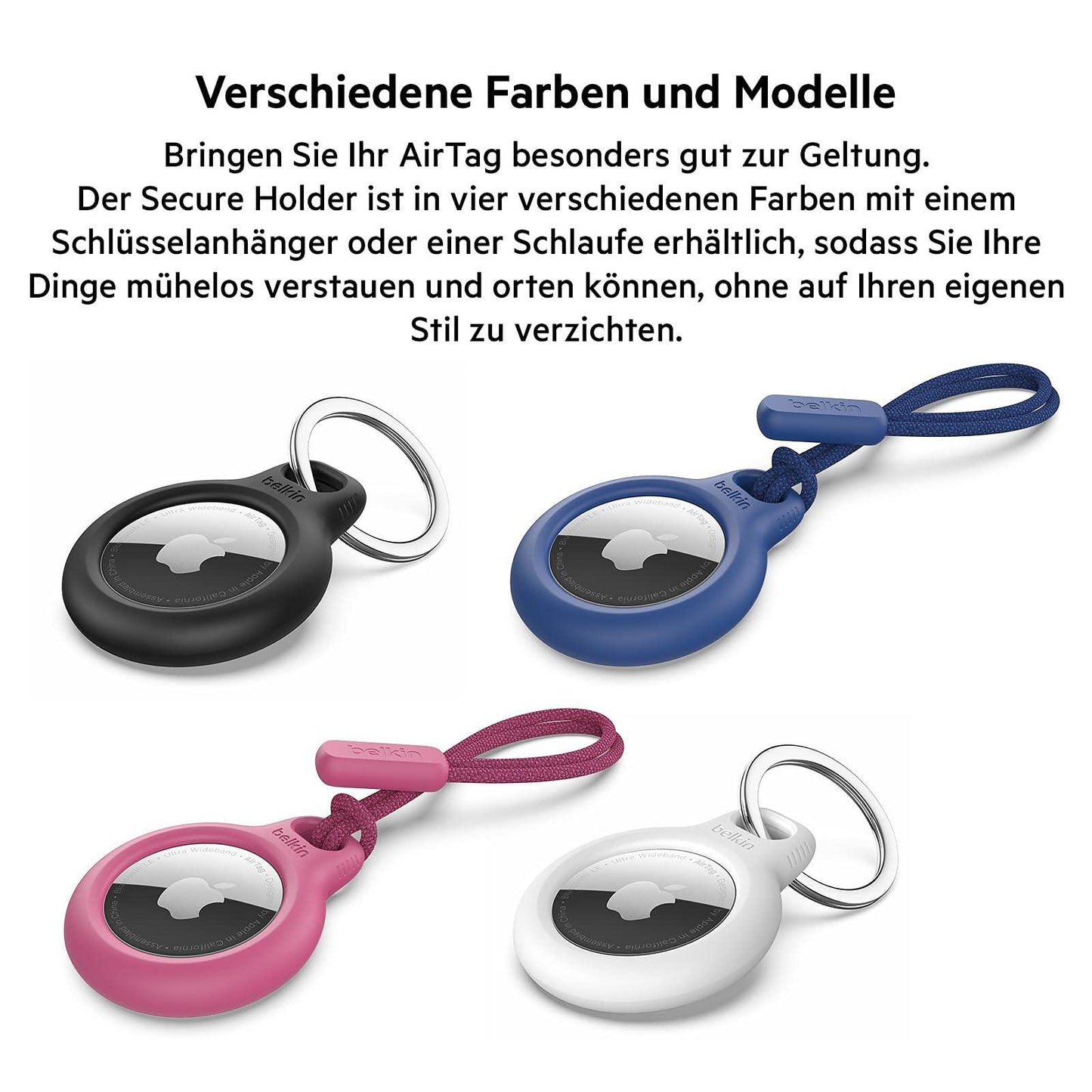 Belkin AirTag Hülle mit Schlaufe (Secure Holder Schutzhülle für Air Tag, Accessoire mit Kratzschutz) – Schwarz Alcovic