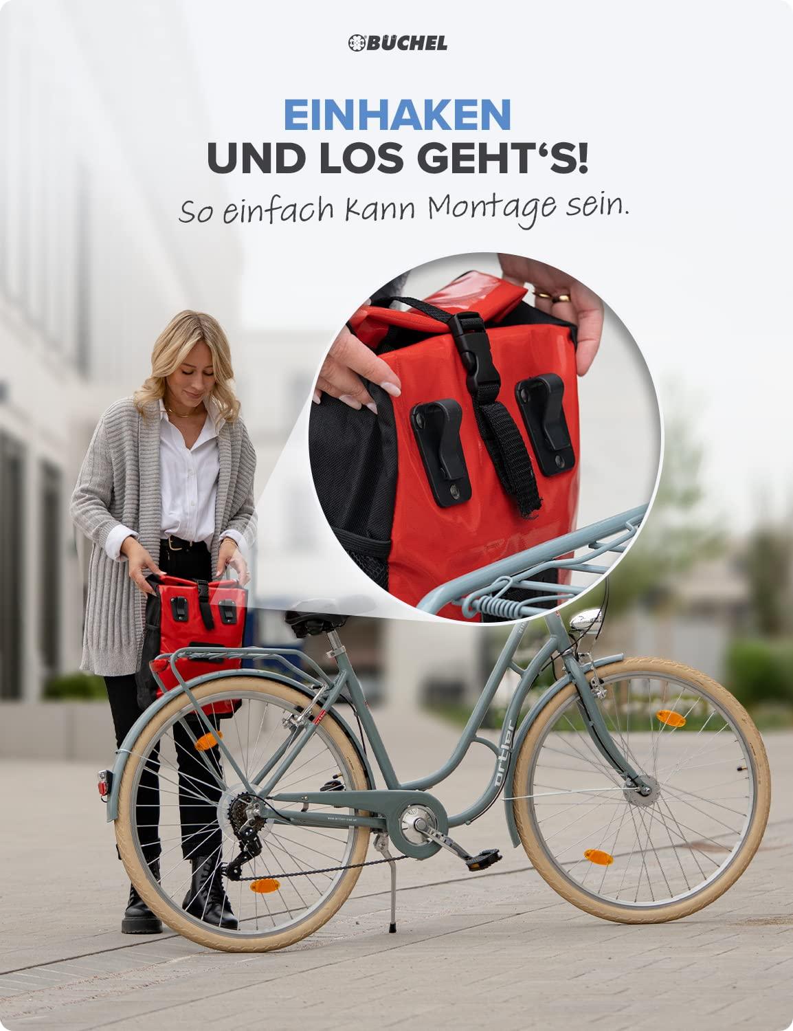 Büchel Fahrradtasche für Gepäckträger I wasserabweisend und bis zu 10kg belastbar I Fahrradtasche Gepäckträger aus Tarpaulin, Gepäckträgertasche, Fahrrad Taschen hinten Alcovic