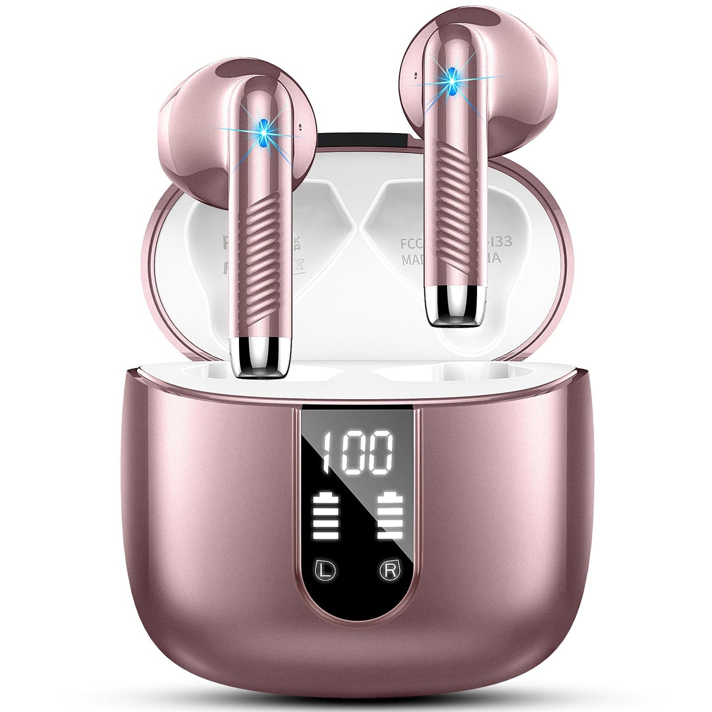 Bluetooth In-Ear Kopfhörer – Kabellos, Bluetooth 5.4, 48 h, 4 ENC Mics, Tiefer Bass, IPX7, USB-C, LED-Anzeige