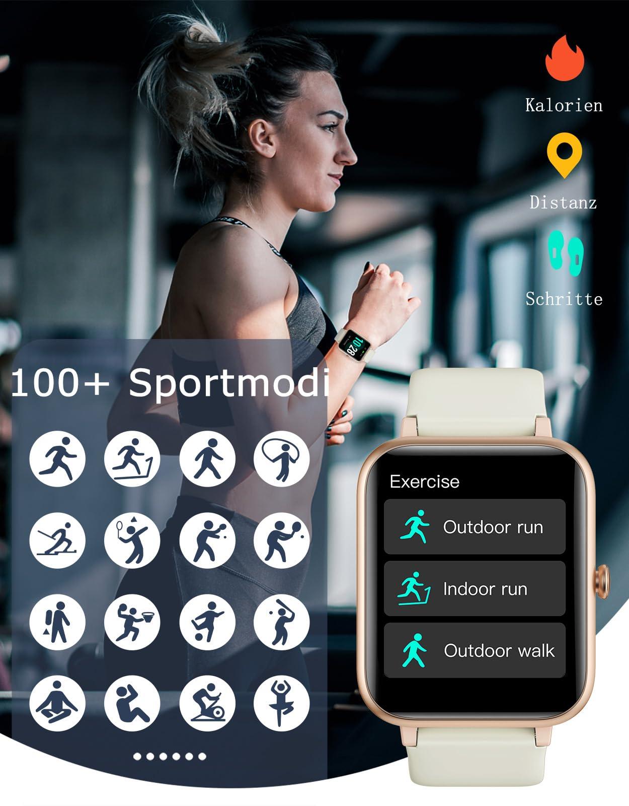 GRV Smartwatch für Damen Herren mit Telefonfunktion,Fitnessuhr mit Herzfrequenzmessung,SpO2,Schrittzähler,Schlafmonitor,Multi Trainingsmodi für iOS Android Handy Alcovic