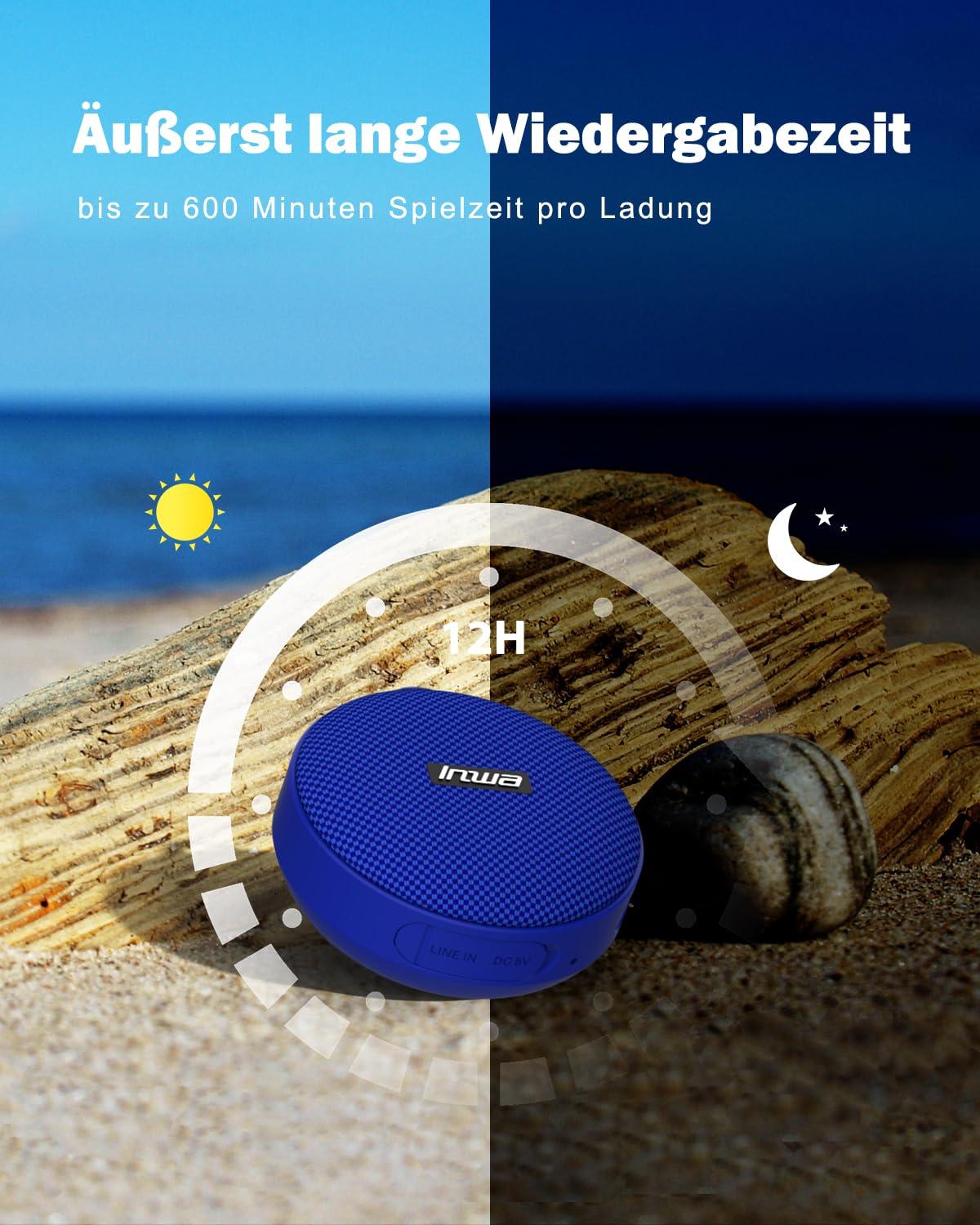 Inwa Bluetooth Fahrrad Lautsprecher Tragbarer, 5w8H IPX7 Ausgestattet Fahrradständer, Karabinerhaken, Eingebautes Mikrofon, TF-Kartenmodus, 480 Min Spielzeit(Geschwindigkeitsanzeige) Alcovic