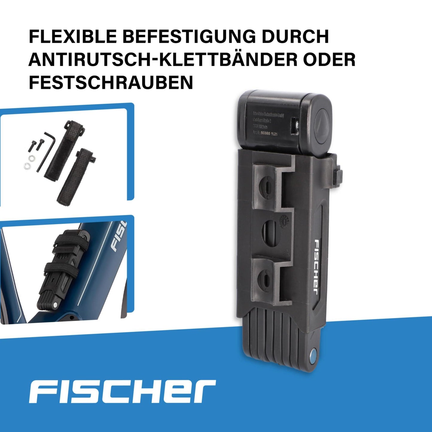FISCHER Faltschloss inkl Halterung und 2 Sicherheitsschlüssel Alcovic