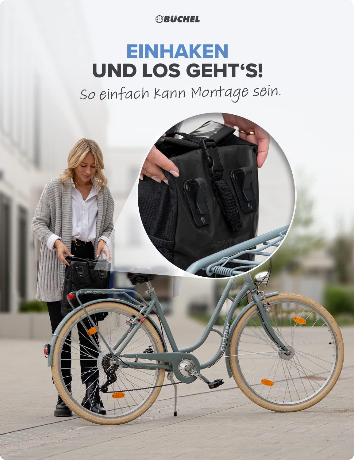 Büchel Fahrradtasche für Gepäckträger I wasserabweisend und bis zu 10kg belastbar I Fahrradtasche Gepäckträger aus Tarpaulin, Gepäckträgertasche, Fahrrad Taschen hinten Alcovic