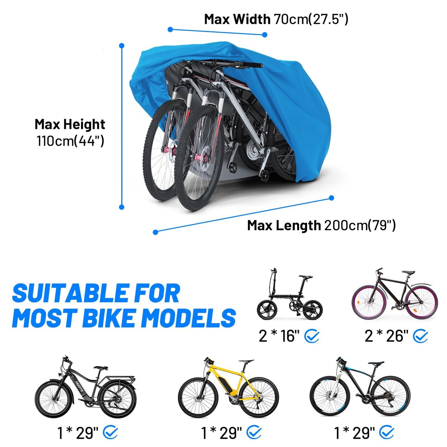 Favoto Fahrradabdeckung Wasserdicht Fahrrad Abdeckplane für 2-3 Fahrräder 210D Oxford-Gewebe Fahrradgarage Plane Fahrrad Schutzhülle Abdeckhaube mit Beutel 200 x 105x 110CM (Orange-Schwarz) Alcovic