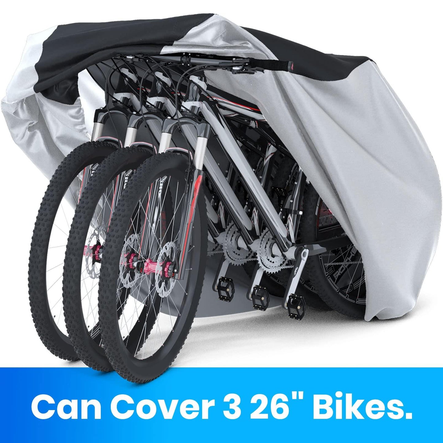 Favoto Fahrradabdeckung Wasserdicht Fahrrad Abdeckplane für 2-3 Fahrräder 210D Oxford-Gewebe Fahrradgarage Plane Fahrrad Schutzhülle Abdeckhaube mit Beutel 200 x 105x 110CM (Orange-Schwarz) Alcovic