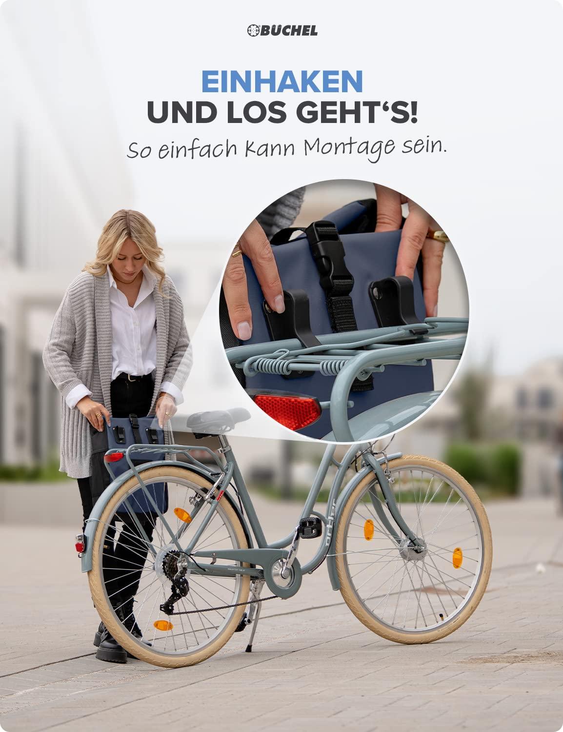 Büchel Fahrradtasche für Gepäckträger I wasserabweisend und bis zu 10kg belastbar I Fahrradtasche Gepäckträger aus Tarpaulin, Gepäckträgertasche, Fahrrad Taschen hinten Alcovic