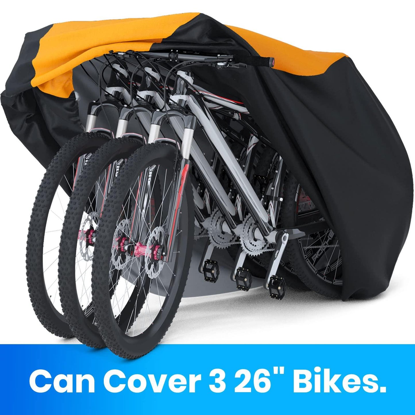 Favoto Fahrradabdeckung Wasserdicht Fahrrad Abdeckplane für 2-3 Fahrräder 210D Oxford-Gewebe Fahrradgarage Plane Fahrrad Schutzhülle Abdeckhaube mit Beutel 200 x 105x 110CM (Orange-Schwarz) Alcovic