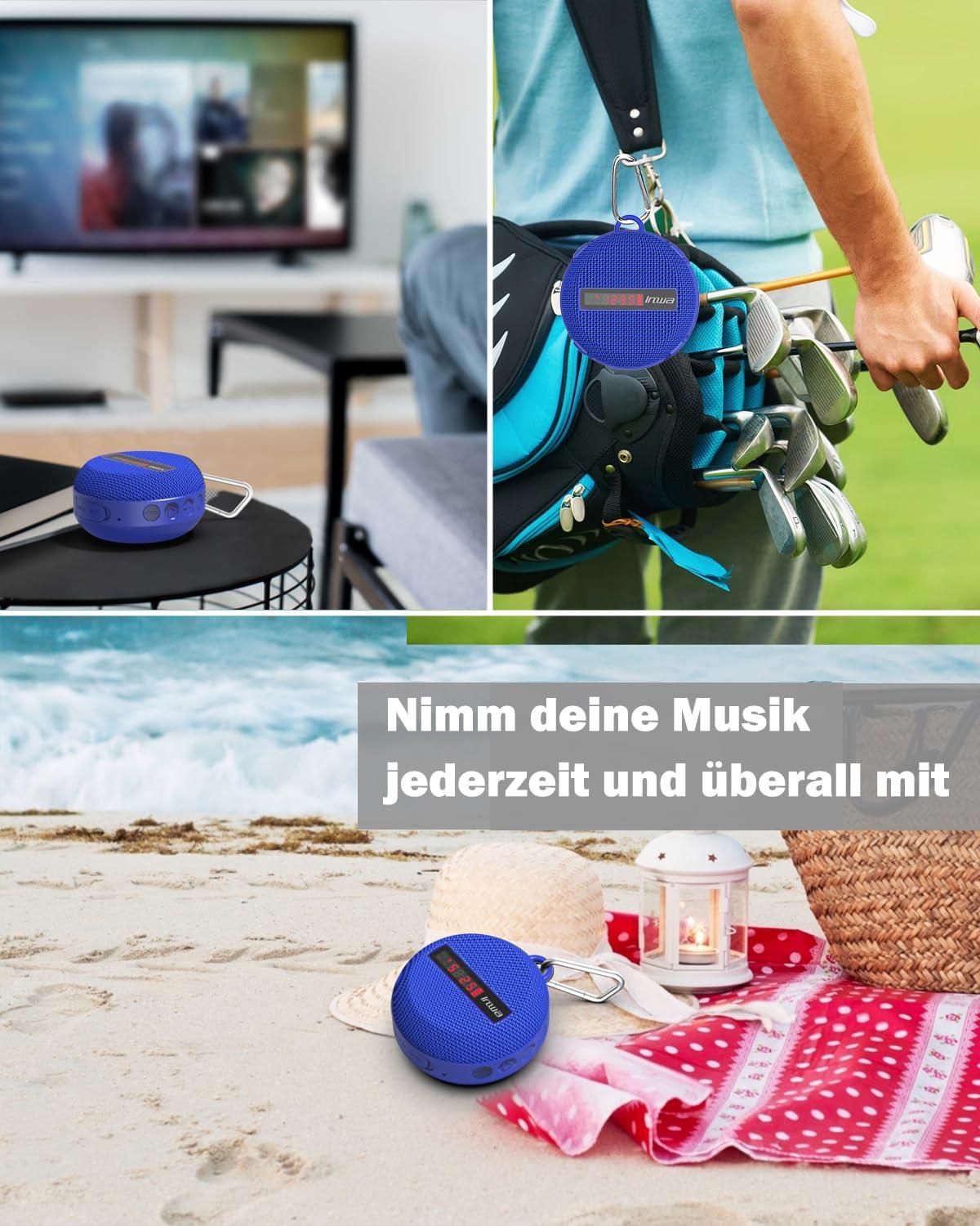 Inwa Bluetooth Fahrrad Lautsprecher Tragbarer, 5w8H IPX7 Ausgestattet Fahrradständer, Karabinerhaken, Eingebautes Mikrofon, TF-Kartenmodus, 480 Min Spielzeit(Geschwindigkeitsanzeige) Alcovic