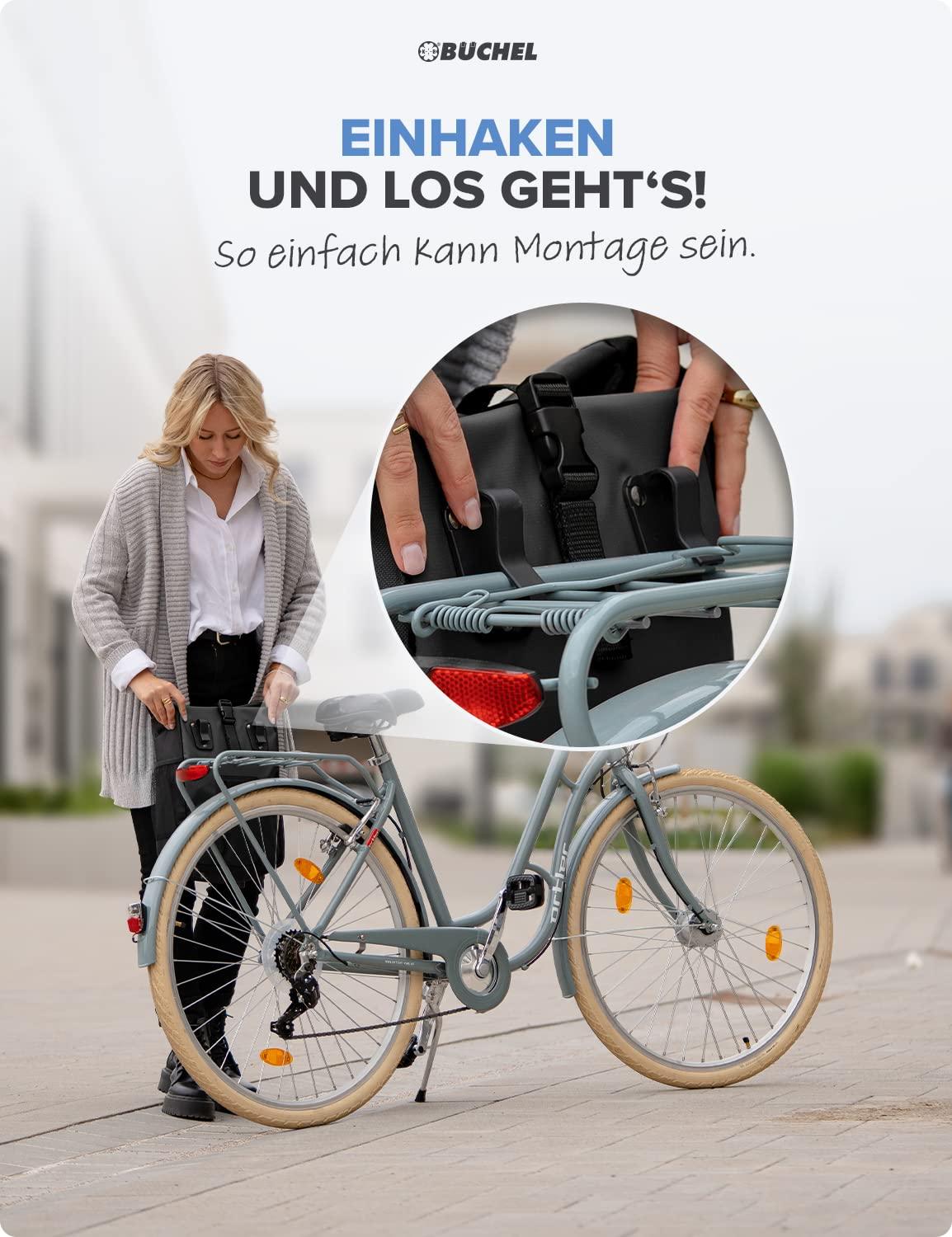 Büchel Fahrradtasche für Gepäckträger I wasserabweisend und bis zu 10kg belastbar I Fahrradtasche Gepäckträger aus Tarpaulin, Gepäckträgertasche, Fahrrad Taschen hinten Alcovic
