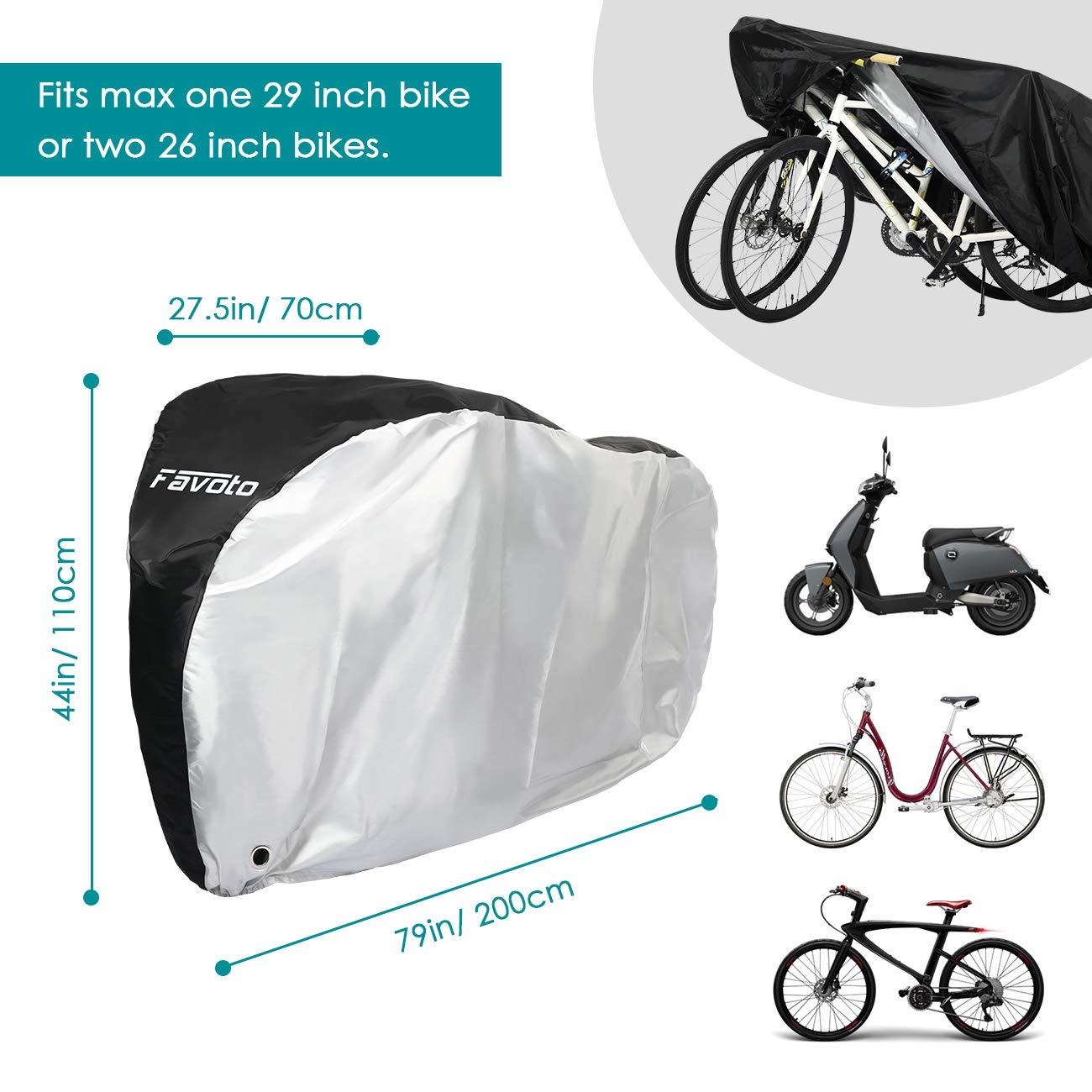 Favoto Fahrradabdeckung Wasserdicht Fahrrad Abdeckplane für 2-3 Fahrräder 210D Oxford-Gewebe Fahrradgarage Plane Fahrrad Schutzhülle Abdeckhaube mit Beutel 200 x 105x 110CM (Orange-Schwarz) Alcovic