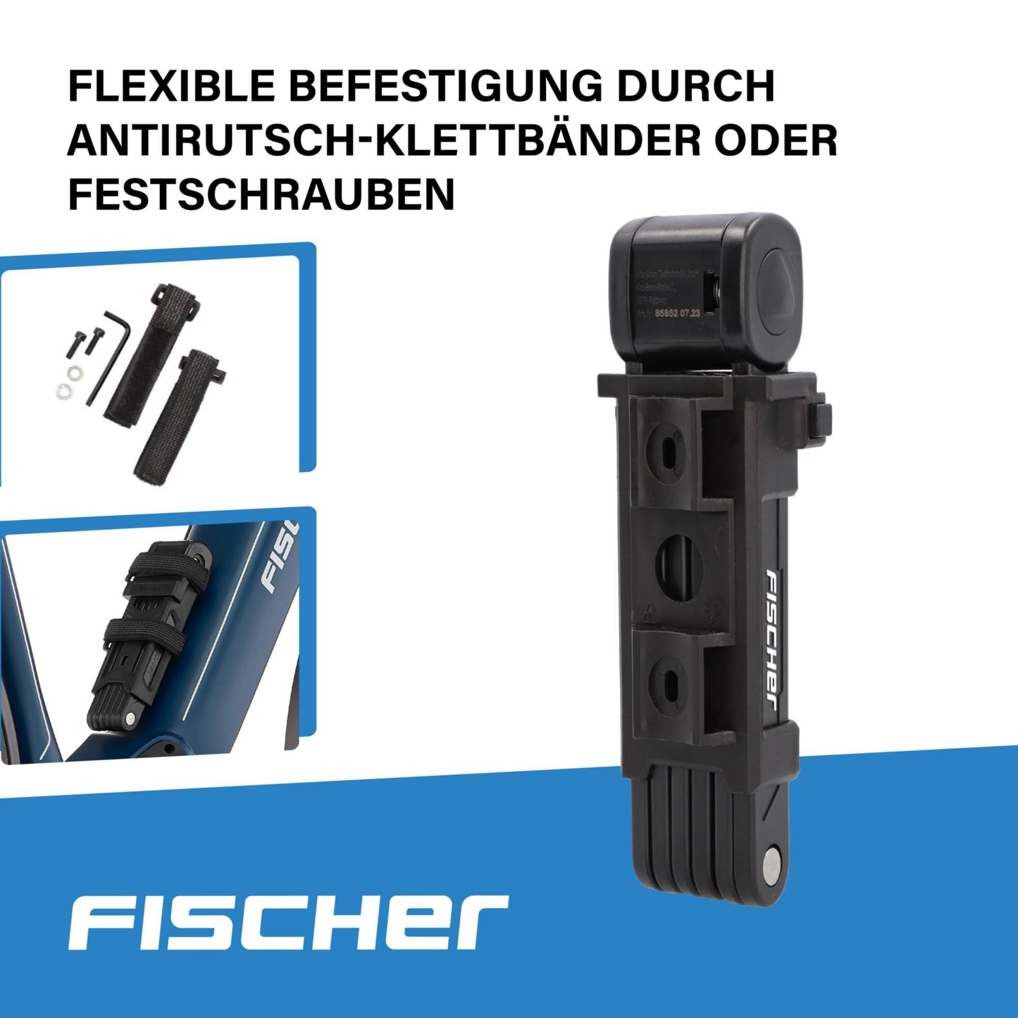 FISCHER Faltschloss inkl Halterung und 2 Sicherheitsschlüssel Alcovic