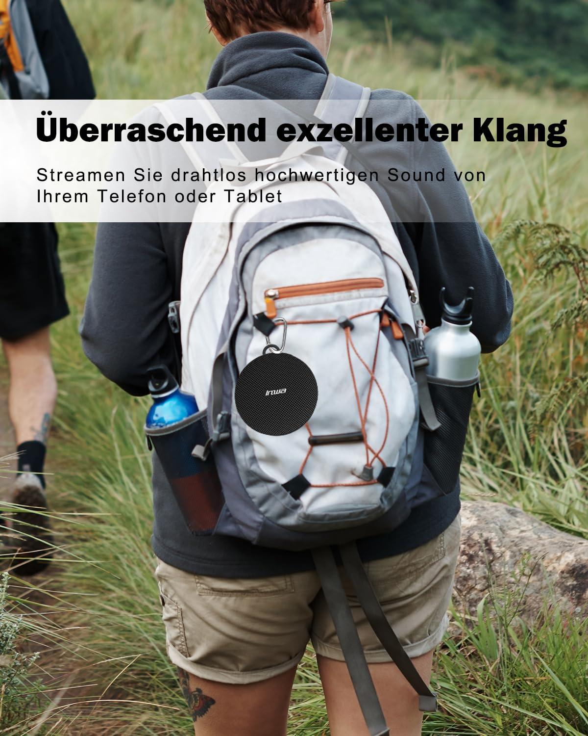 Inwa Bluetooth Fahrrad Lautsprecher Tragbarer, 5w8H IPX7 Ausgestattet Fahrradständer, Karabinerhaken, Eingebautes Mikrofon, TF-Kartenmodus, 480 Min Spielzeit(Geschwindigkeitsanzeige) Alcovic