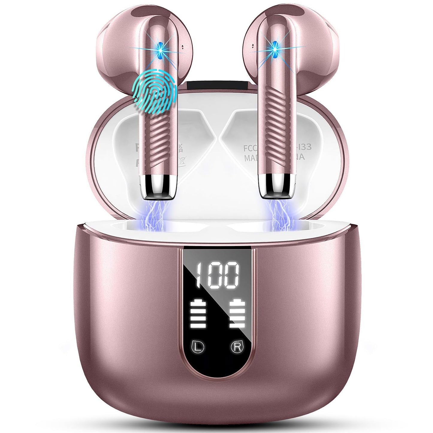 Bluetooth In-Ear Kopfhörer – Kabellos, Bluetooth 5.4, 48 h, 4 ENC Mics, Tiefer Bass, IPX7, USB-C, LED-Anzeige